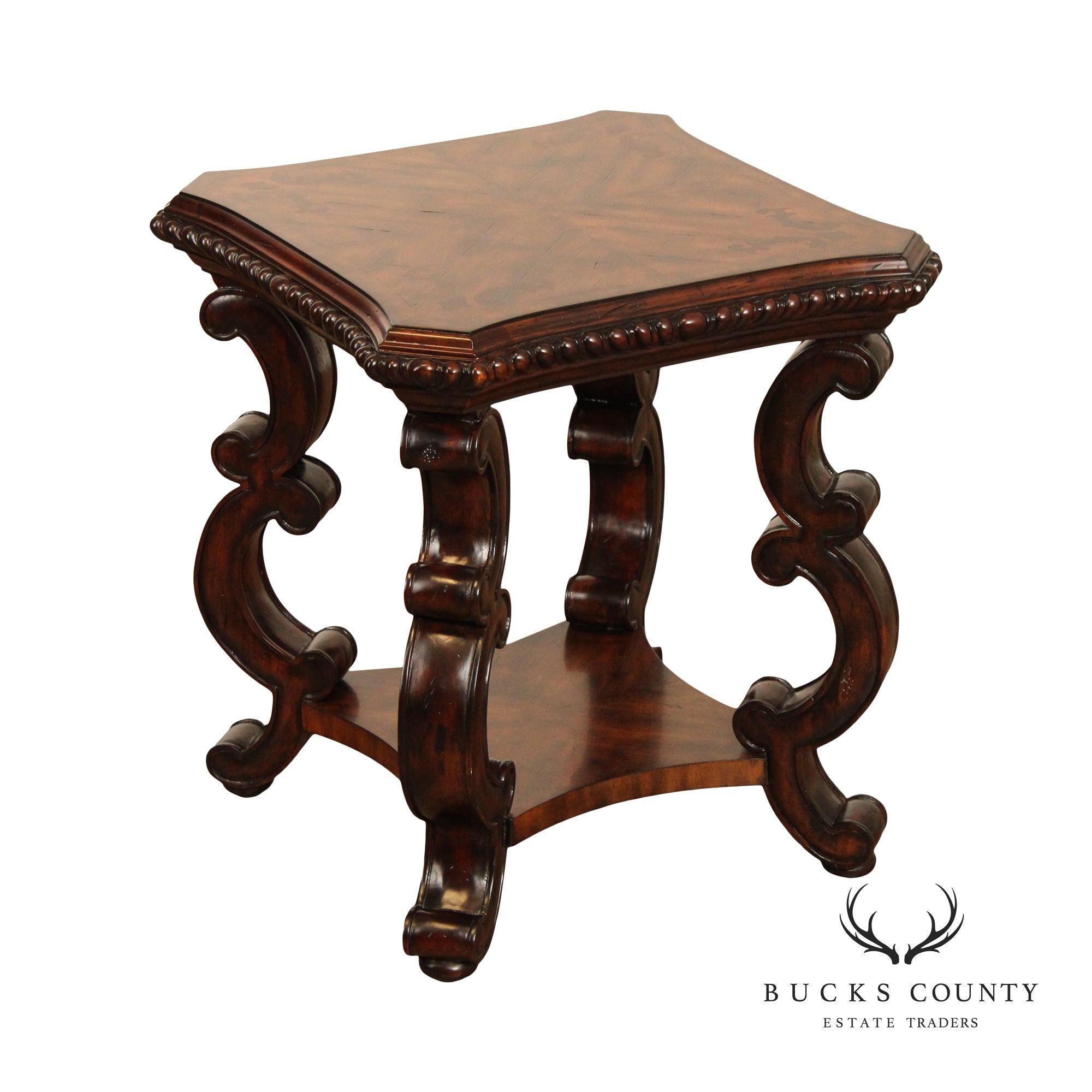 Maitland Smith Rustic European Style Two Tier Side Table