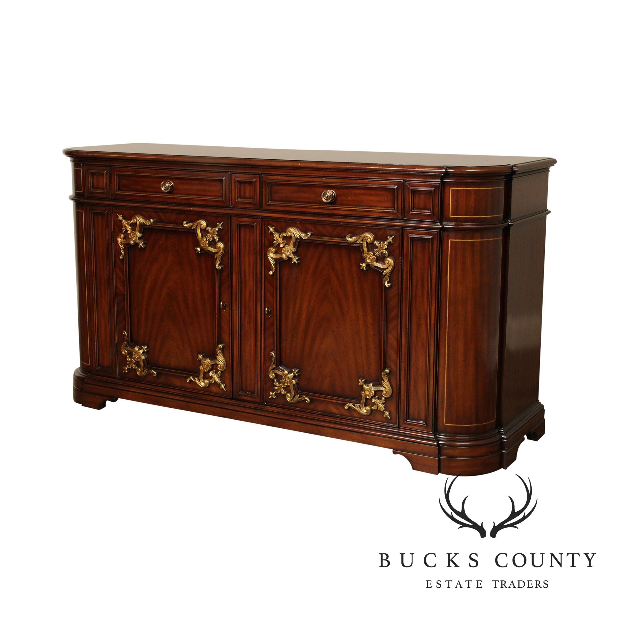 Quality French Neoclassic Style Mahogany, Partial Gilt Sideboard