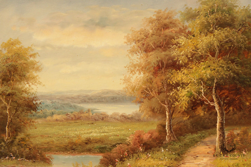 Vintage 20th Century Landscape Oil Painting, Custom Framed