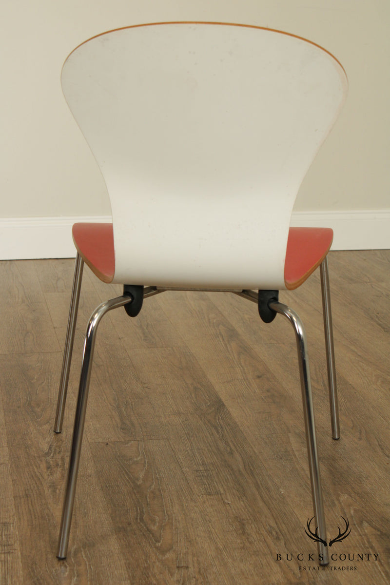 Knoll Studio Sprite Red Molded Plywood Chrome Base Side Chair
