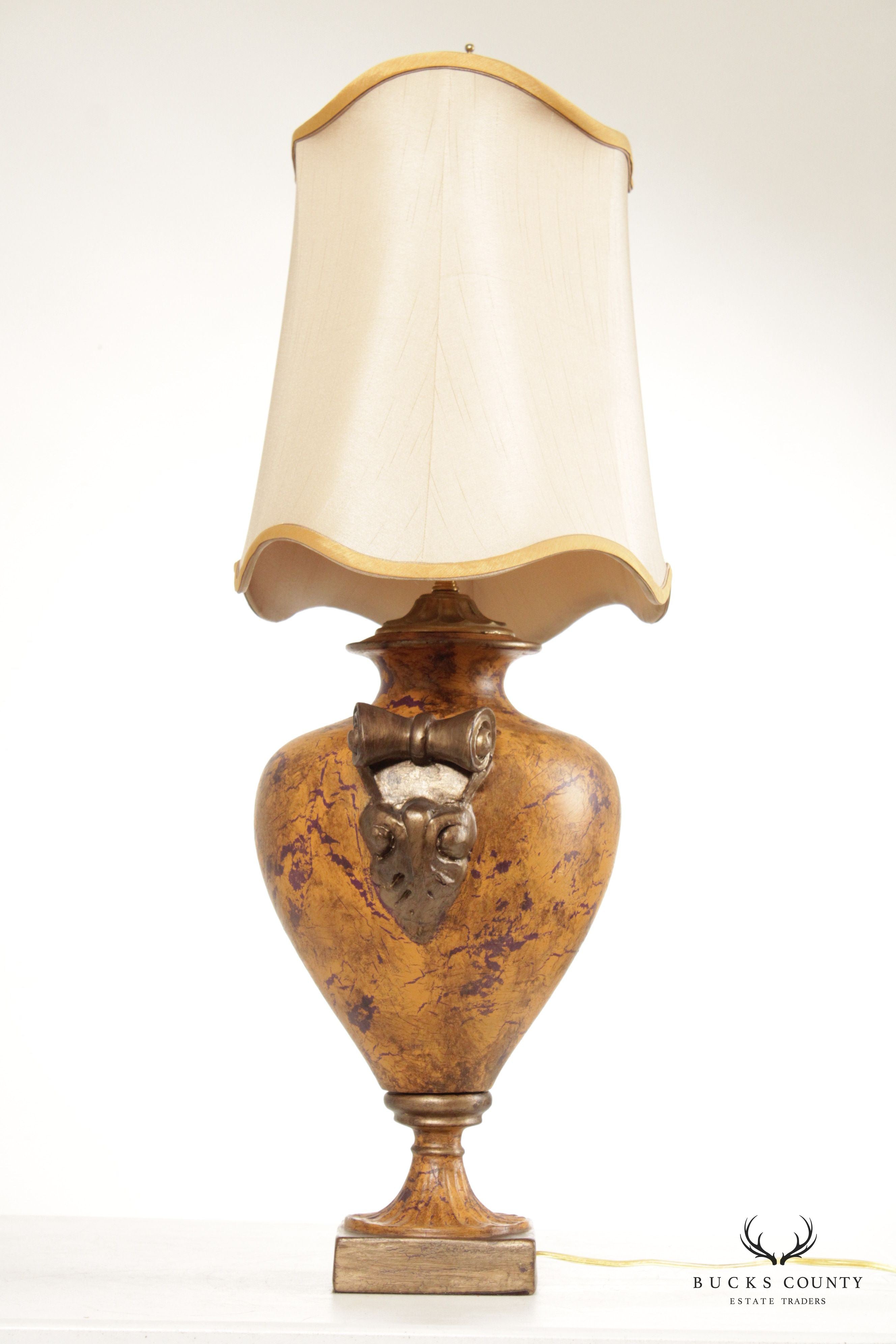 Italian Style Painted Urn Table Lamp with Custom Shade