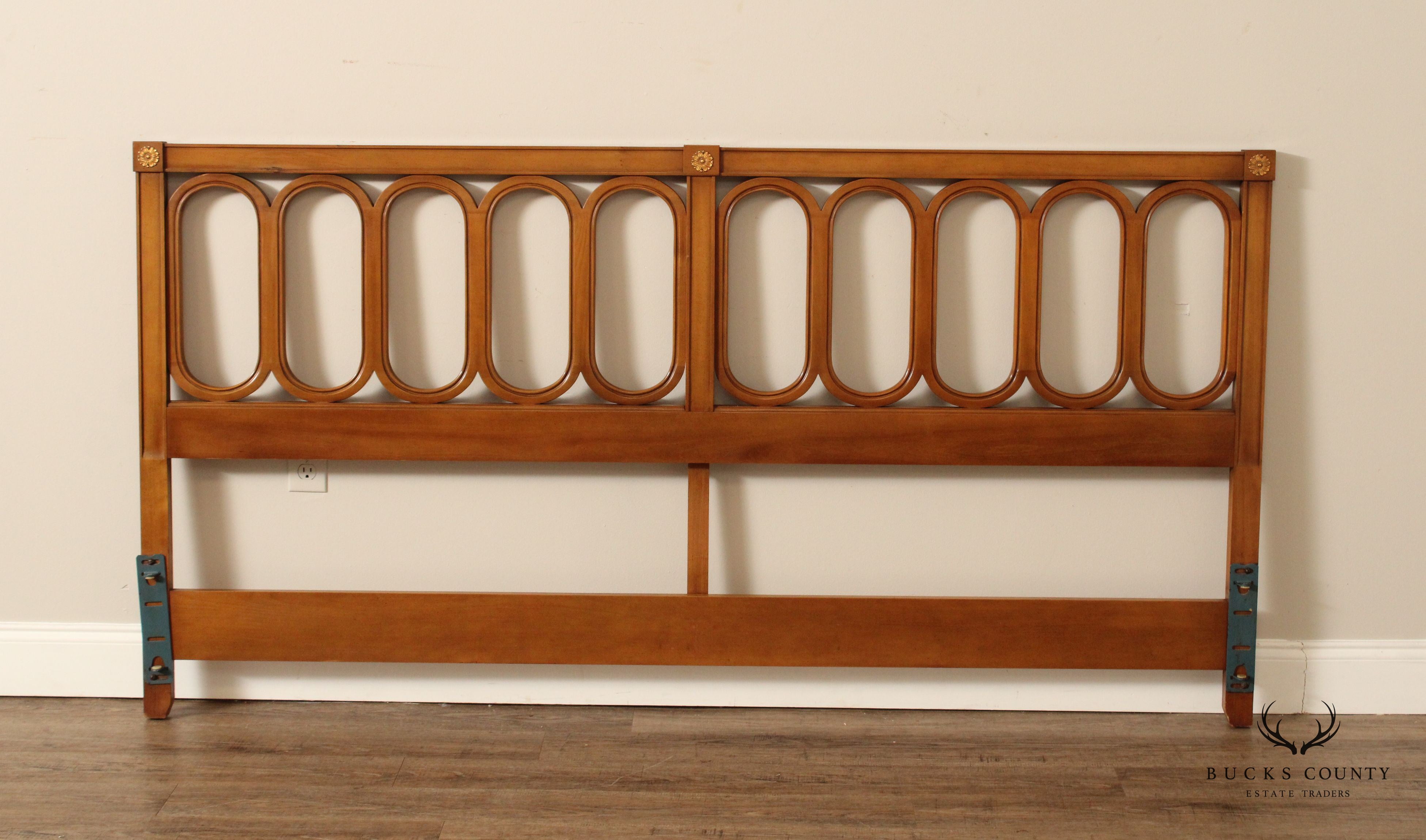 Regency Style Mid Century King Size Fruitwood Headboard