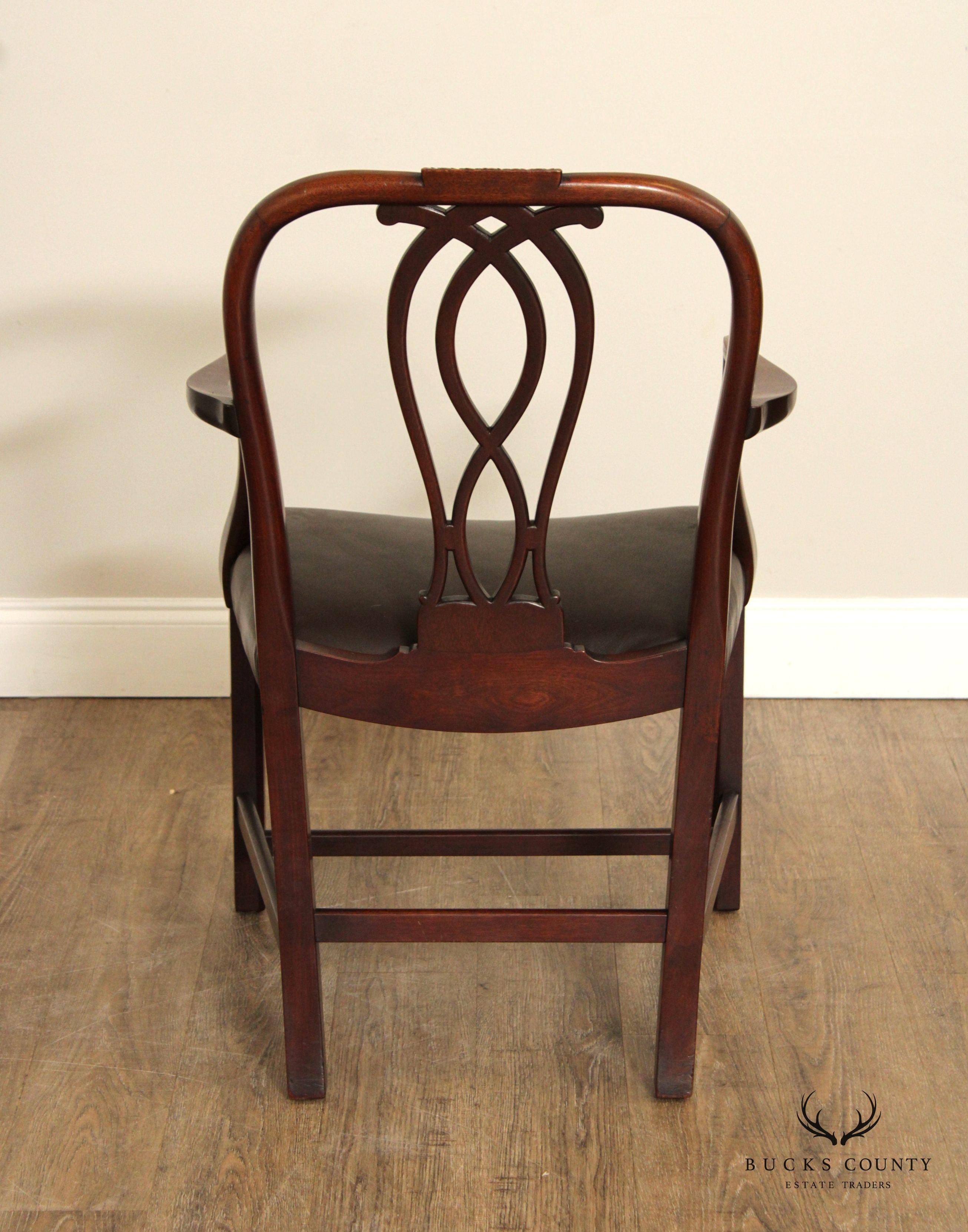 A.H. DAVENPORT CO. CHIPPENDALE STYLE CUSTOM MAHOGANY PAIR OF ARMCHAIRS