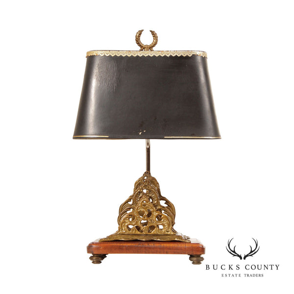 French Neoclassical Style Brass Letter Holder Desk Lamp
