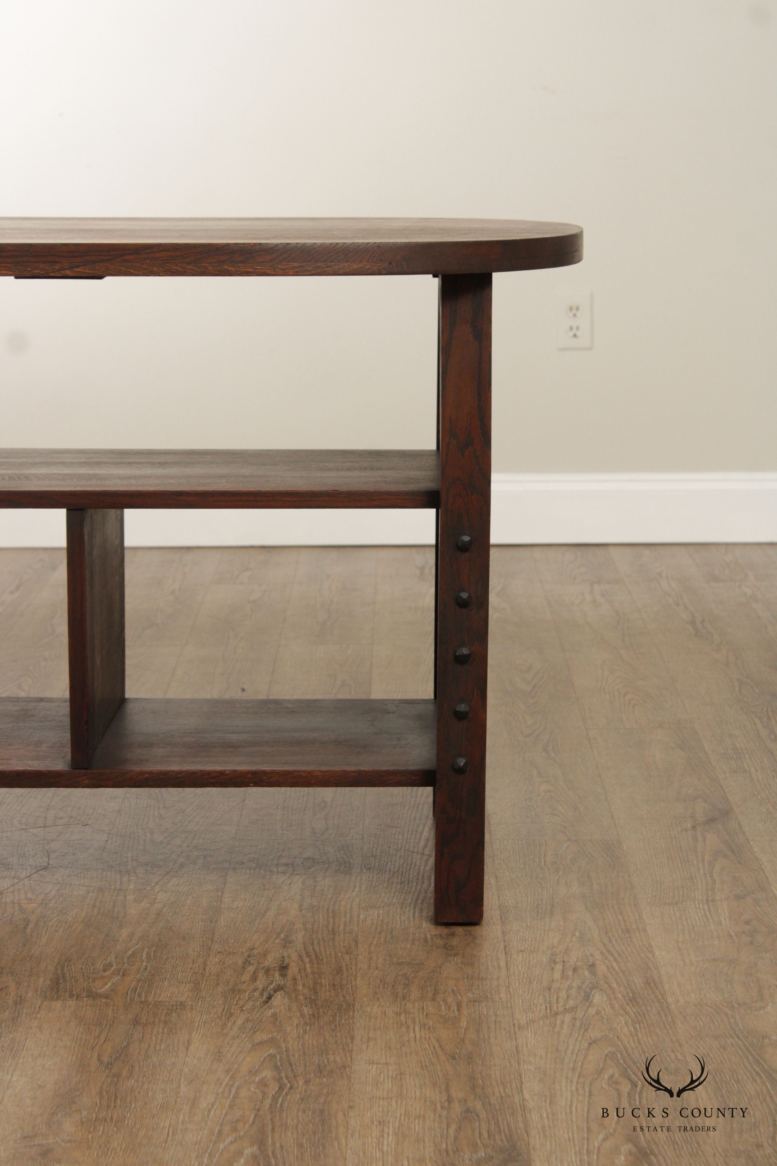 ANTIQUE MISSION OAK LIBRARY TABLE