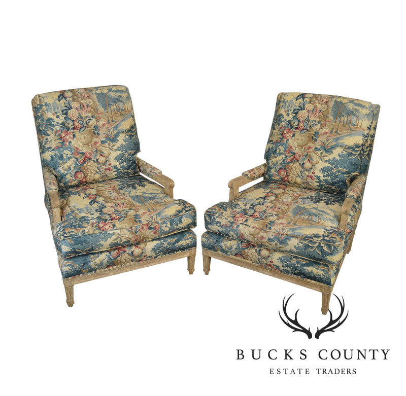 Louis XVI Style Custom Painted Lounge Chairs by Richard Charles
