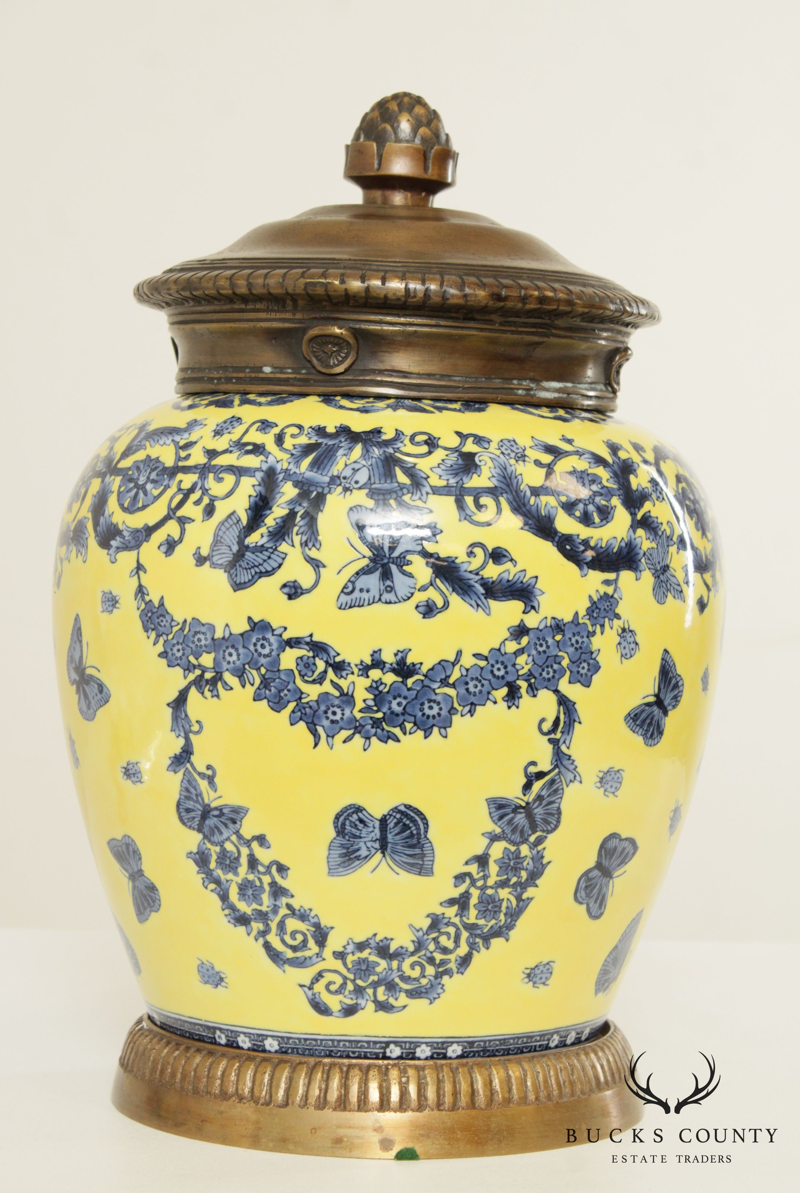 Chinese Porcelain Brass Mounted Urn