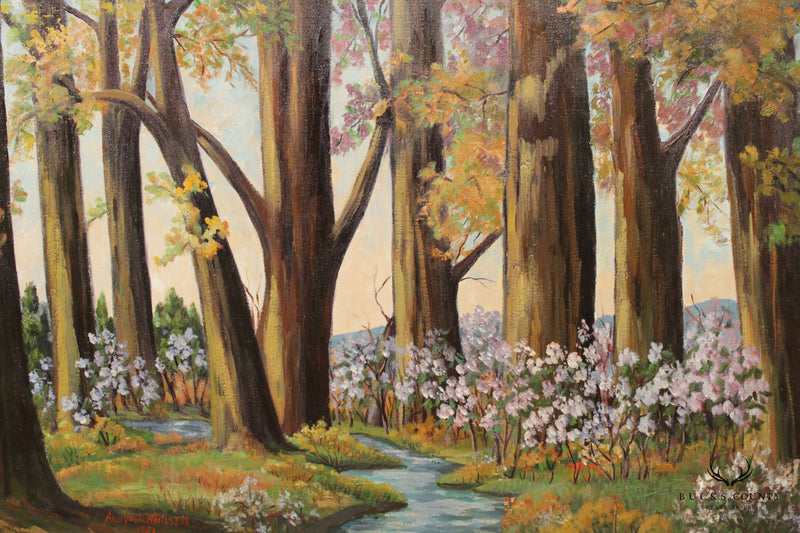 Ann Yost Whitesell 'Wild Rhododendrons' Forest Landscape Oil Painting