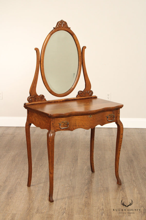 Antique Victorian Oak Vanity with Mirror