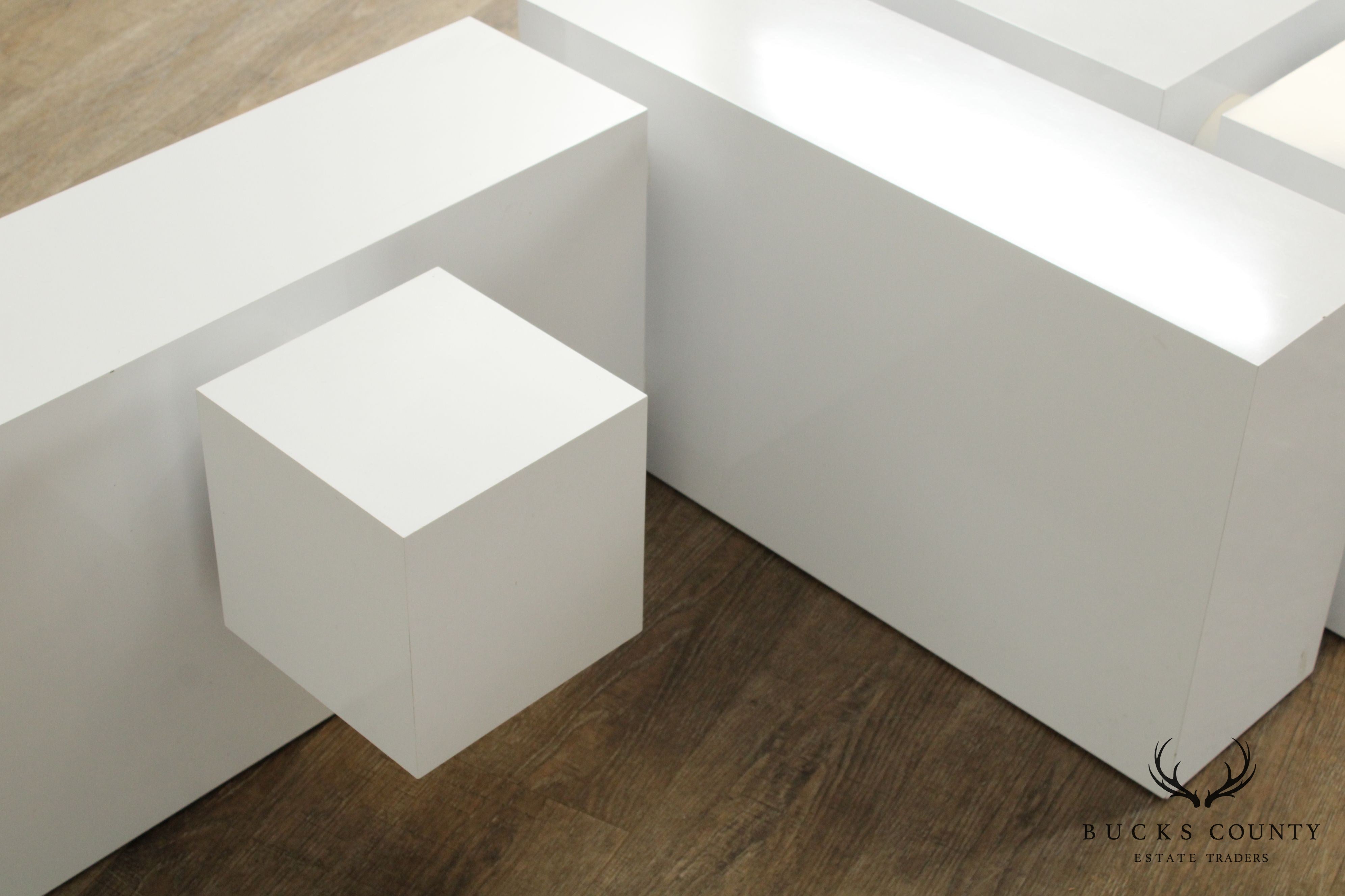 Modular Designs, 1970's Postmodern White Geometric Coffee Table