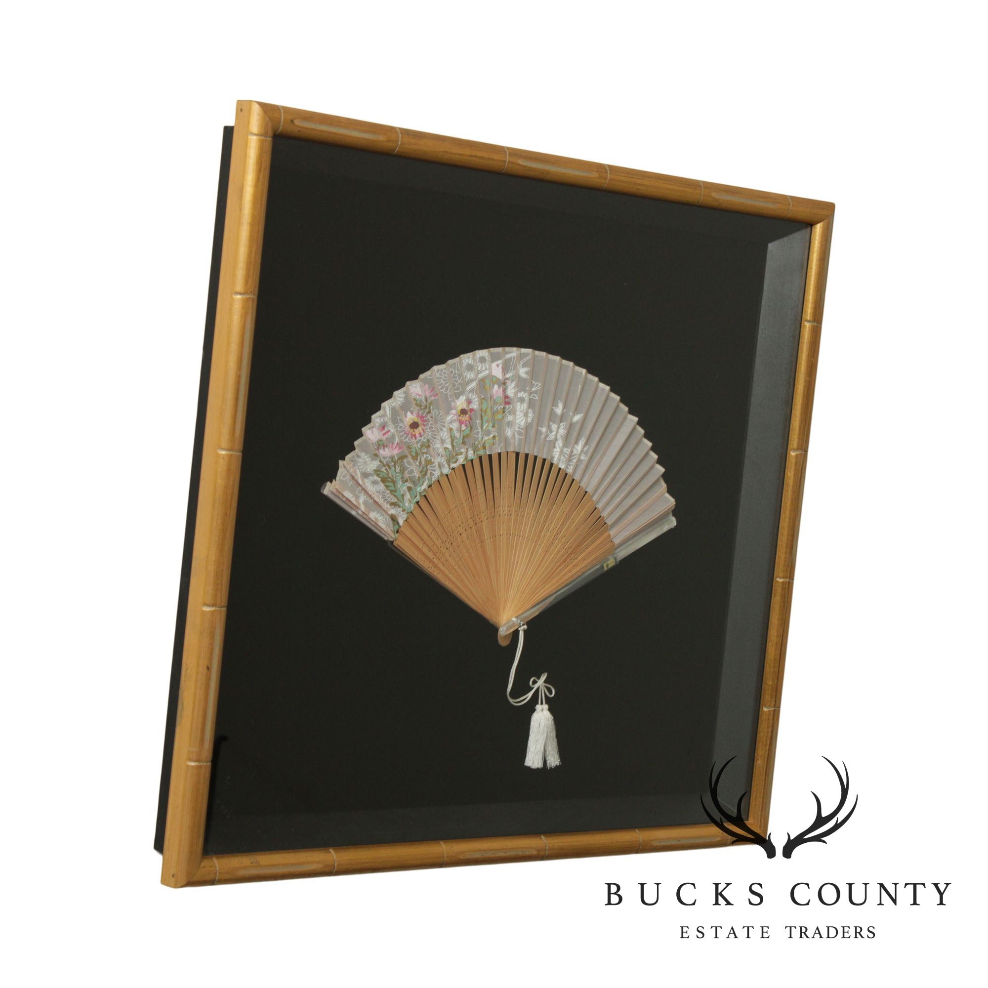 Faux Bamboo Framed Vintage Japanese Fan