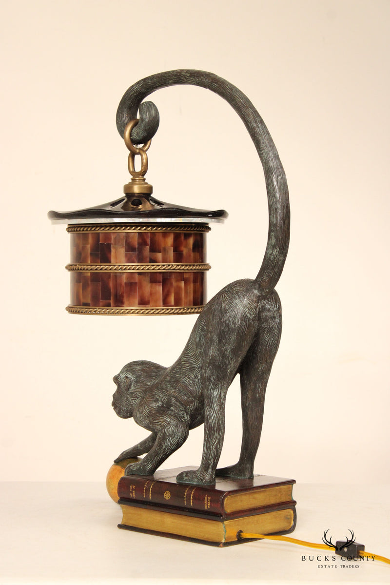 Maitland Smith Regency Style Bronze Monkey Lamp