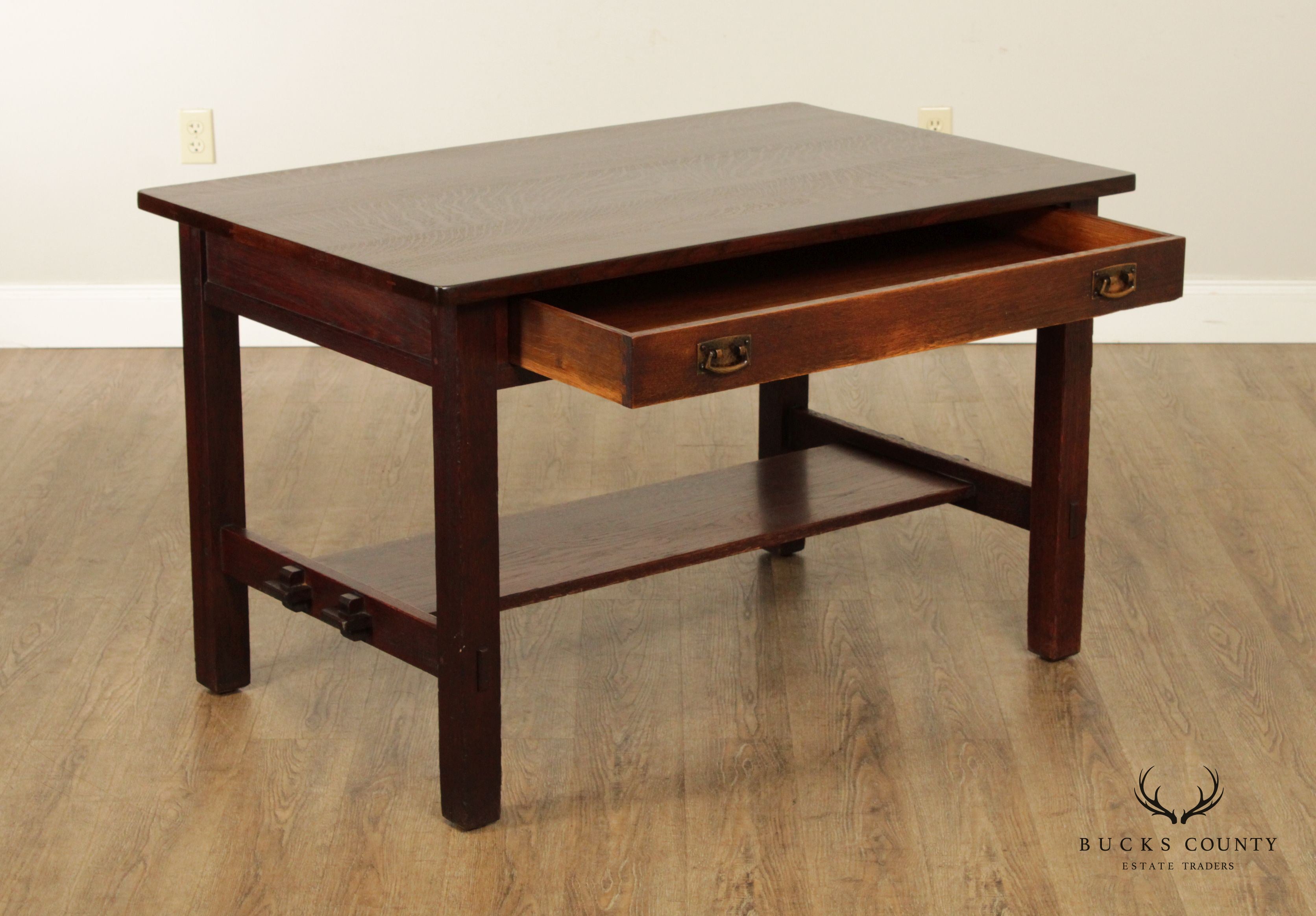 Antique L. & J.G. Stickley Mission Oak Library Table