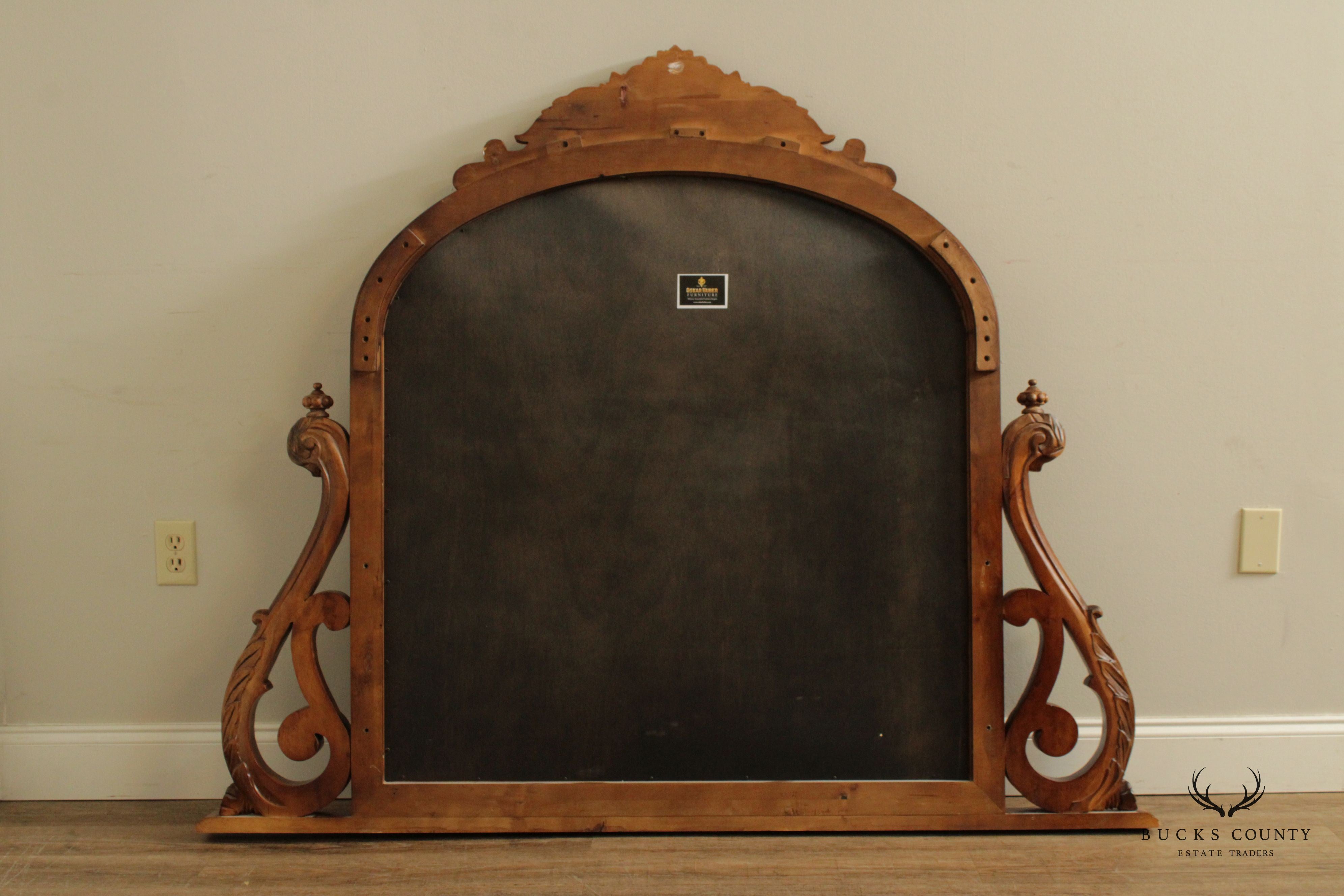 Victorian Style Carved Frame Large Over Mantel Mirror