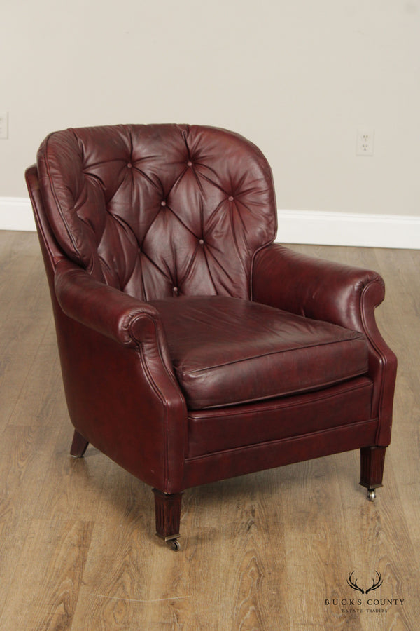 Classic Leather Inc. English Regency Style Tufted Leather Club Chair
