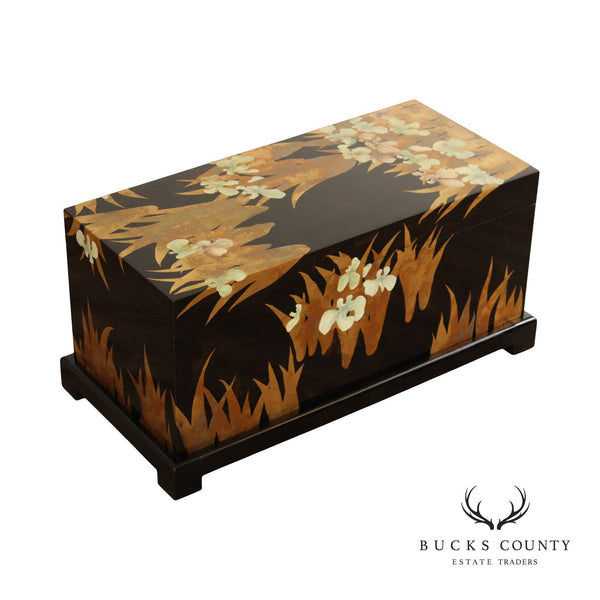 Contemporary Japanese Style Black Lacquered Blanket Chest
