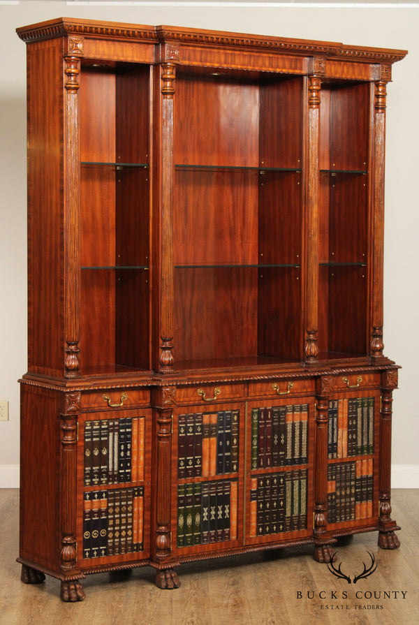 Maitland Smith Regency Style Large Mahogany Bookcase Breakfront