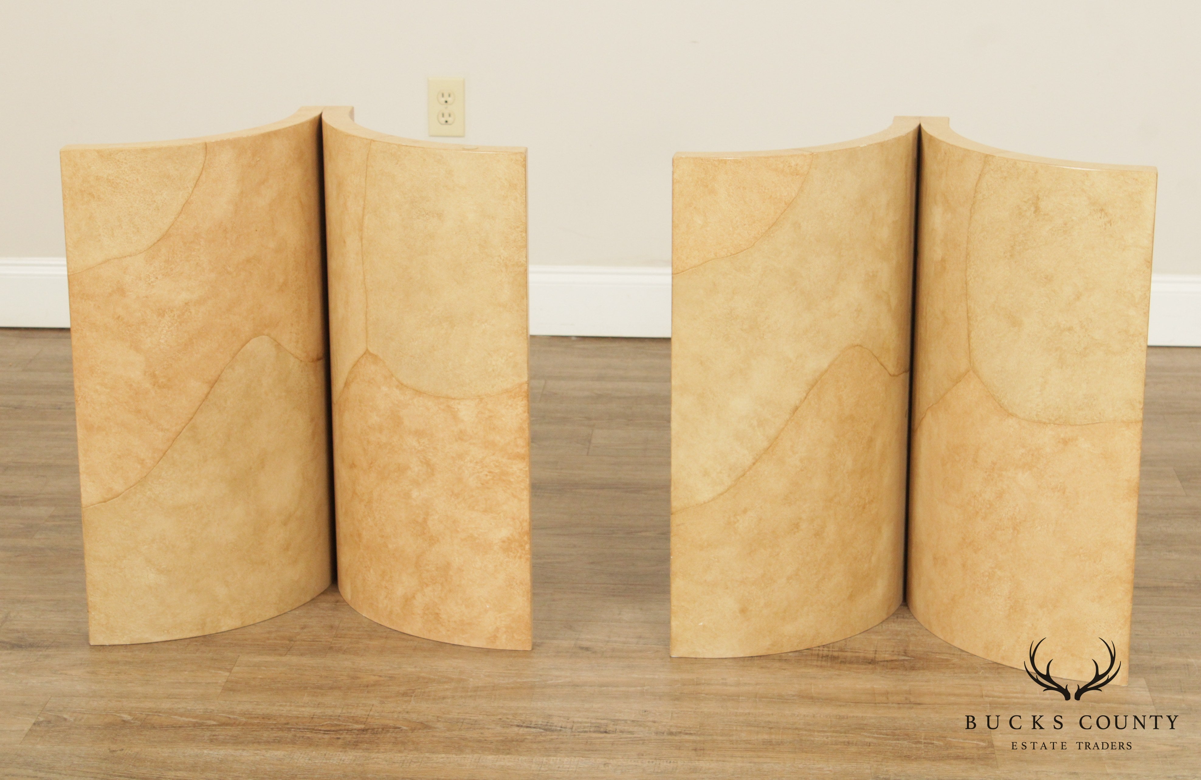 Vintage Postmodern Faux Goatskin Sculptural Table Bases