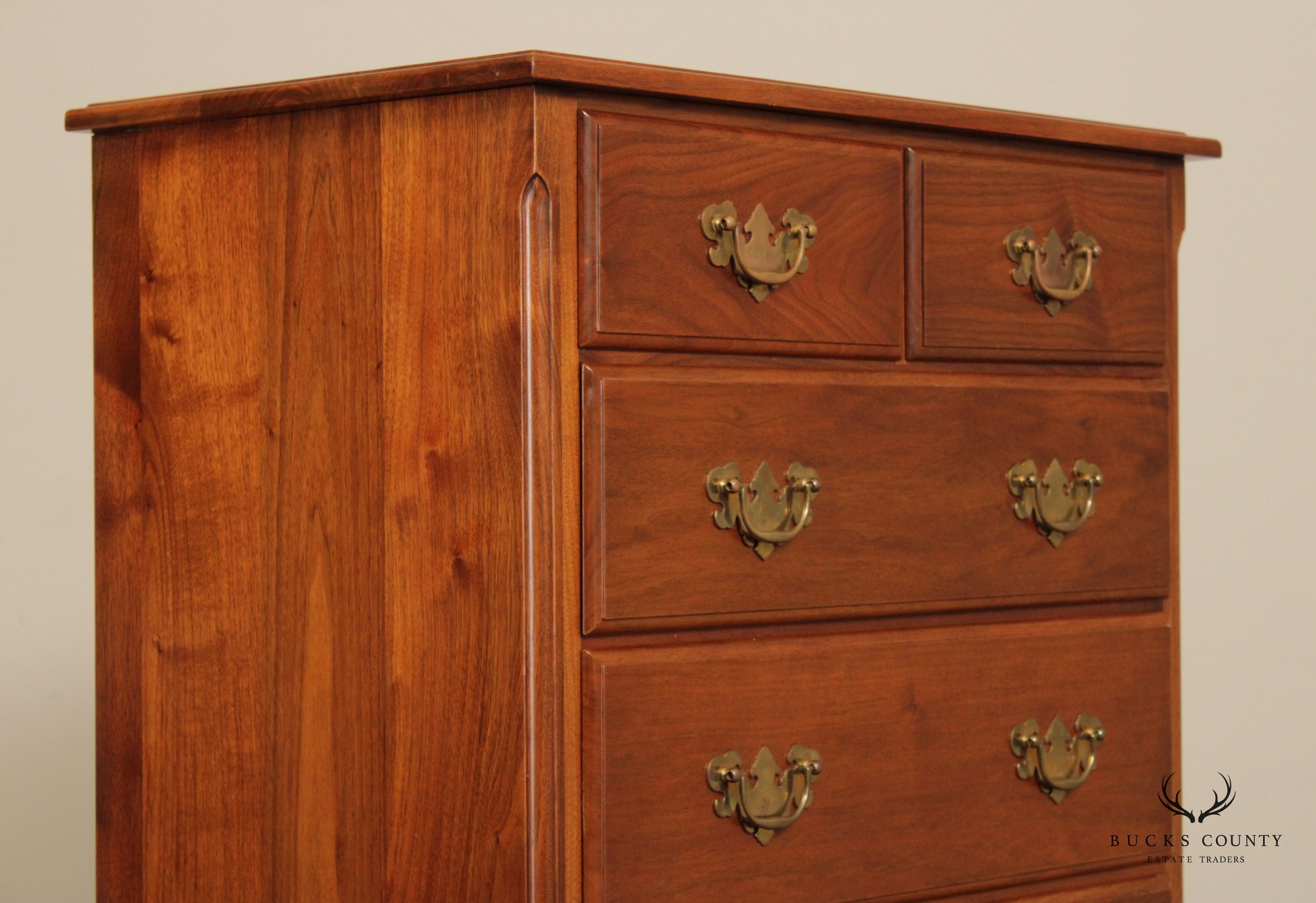 Chippendale Style Custom Crafted Solid Walnut Tall Chest (B)