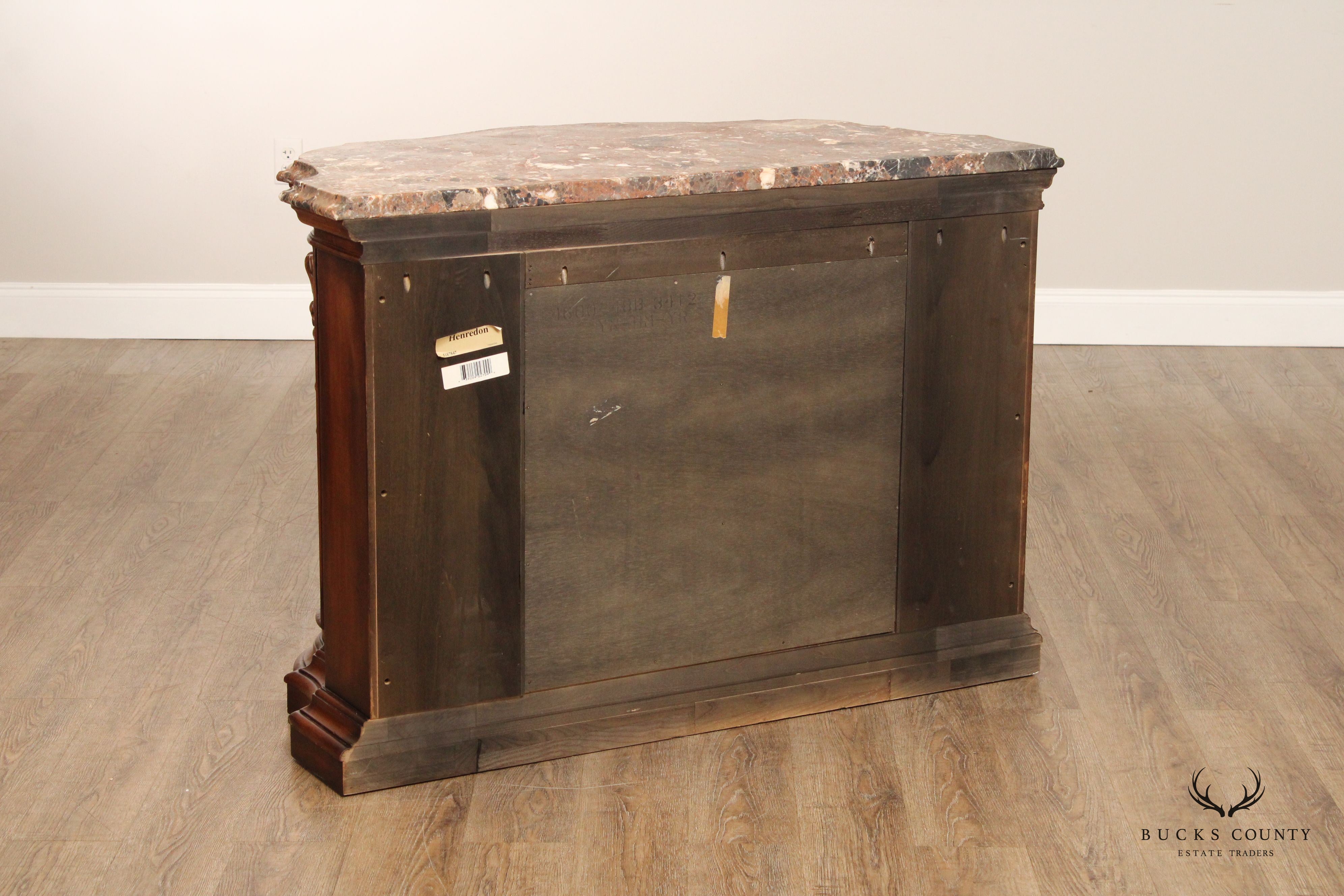 Henredon Tuscan Style Burl Walnut Marble Top Commode