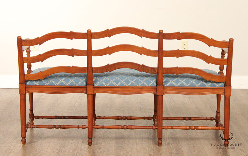 French Country Style Ladder Back Three Seat Settee