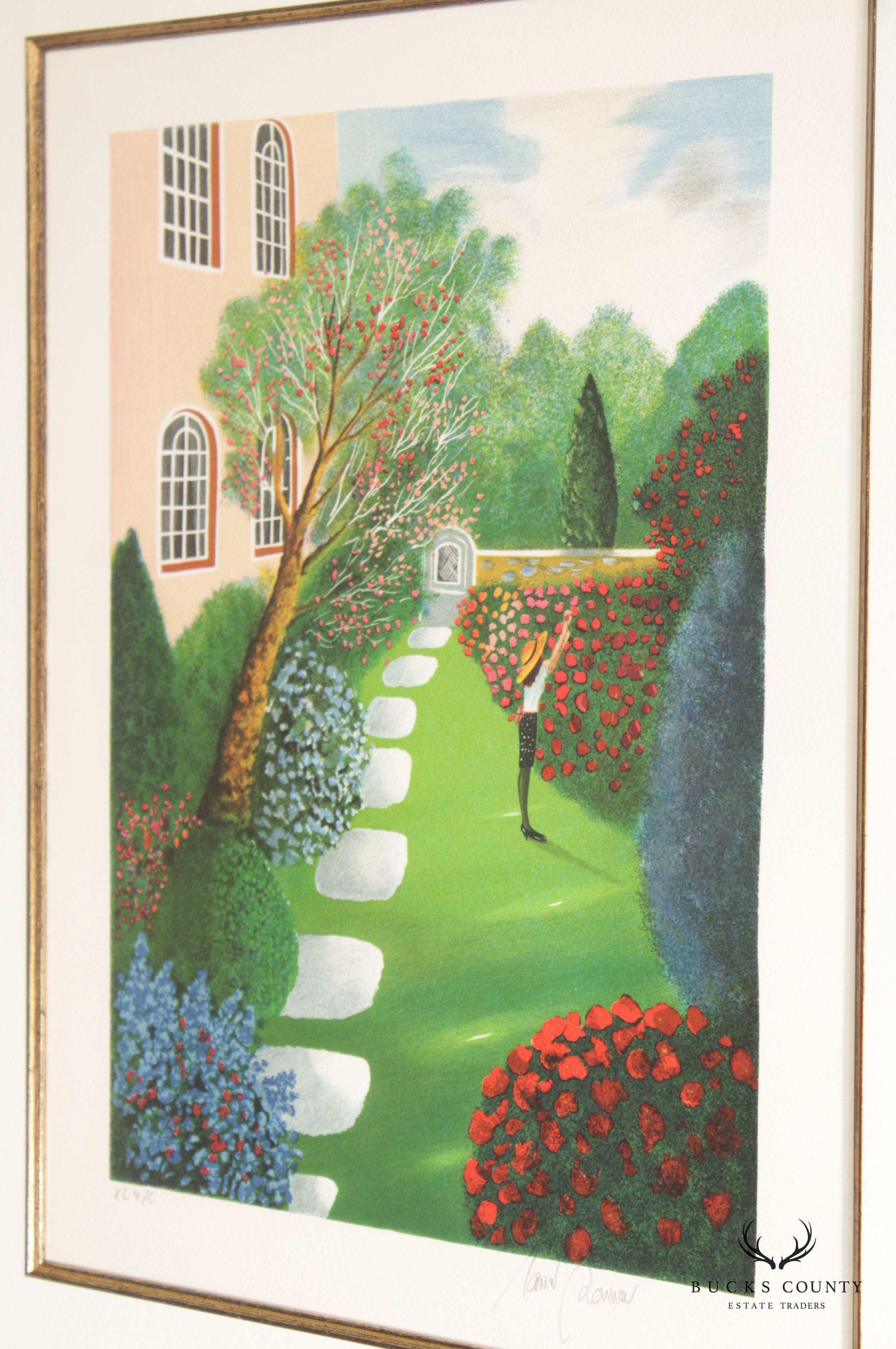 Daniel Bonnec Framed Print, Woman in Garden