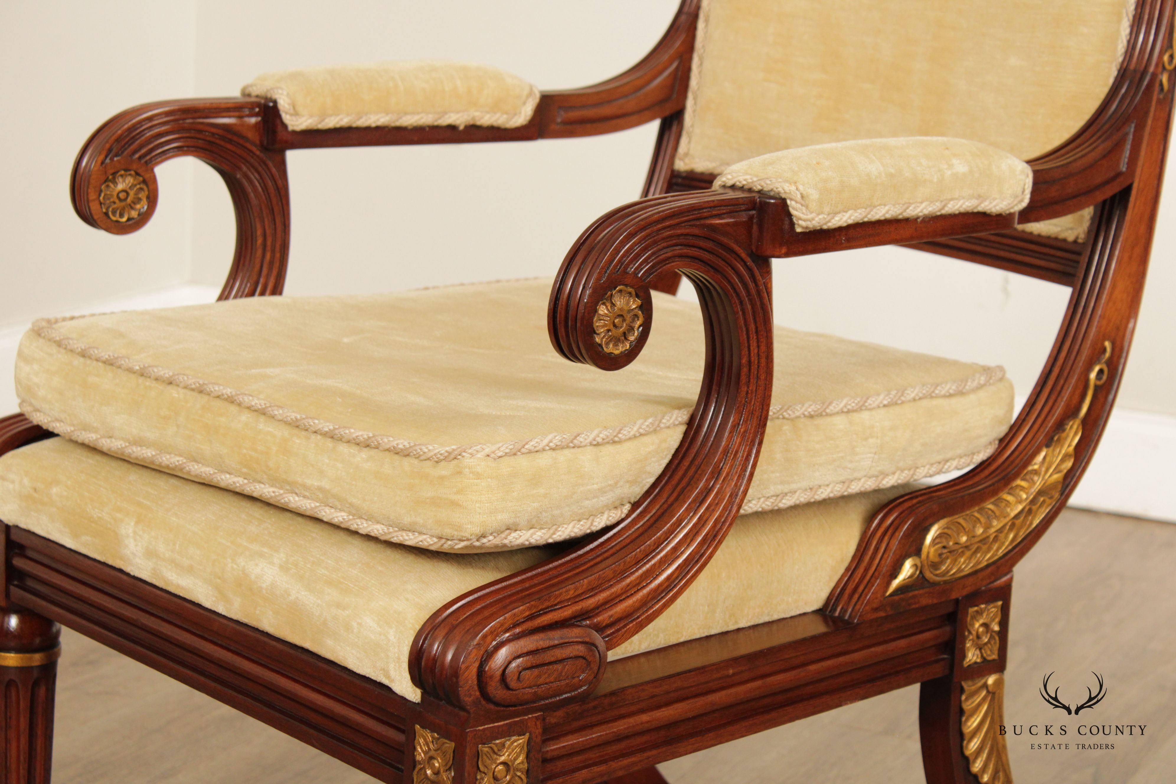 Smith & Watson Regency Style Mahogany and Parcel Gilt Armchair