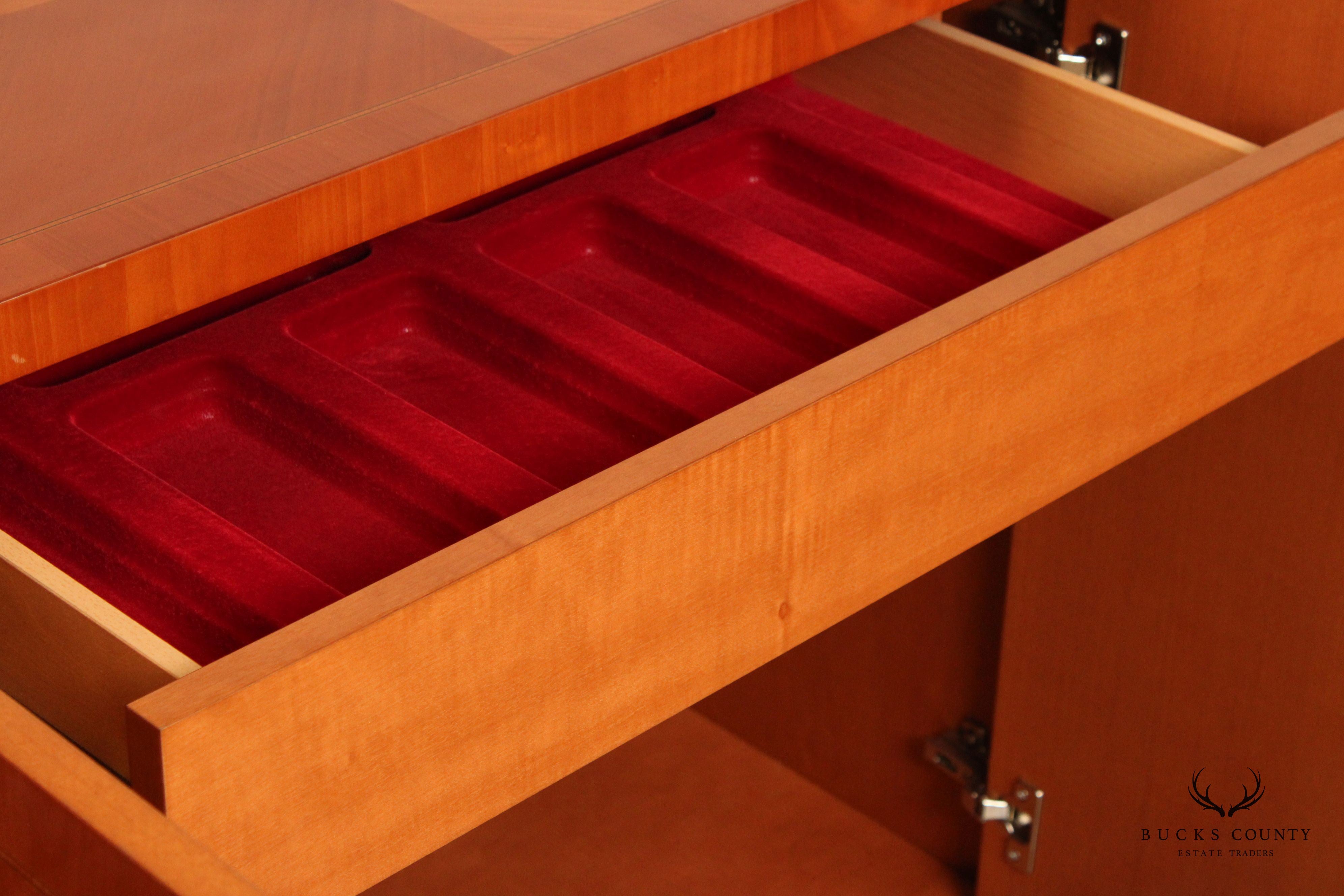 John Turano and Sons Italian Lacquered Cherry Chevron Pattern Sideboard By John Turano and Sons (Not Labeled)