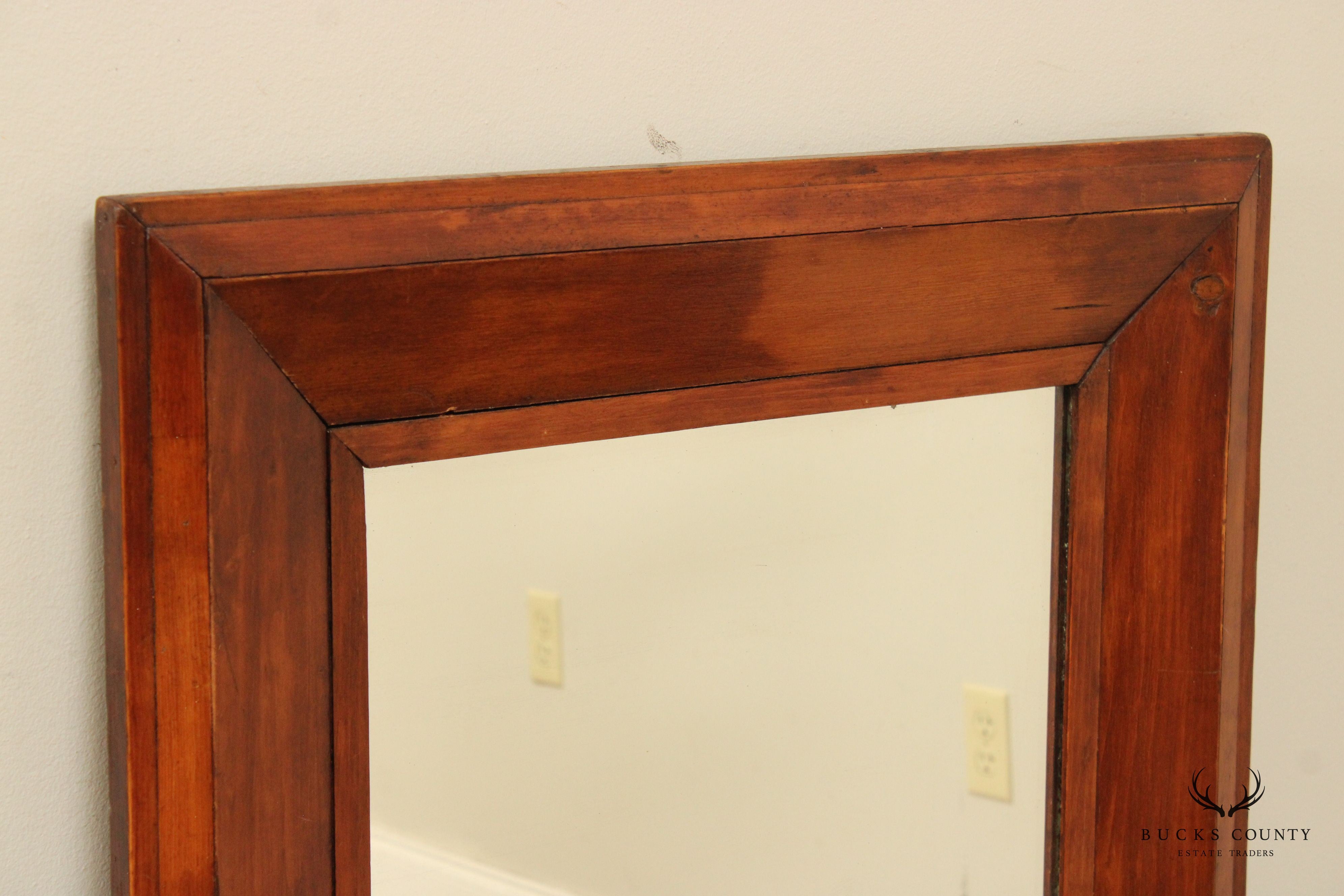 Large Antique Ogee Carved Pine Mirror