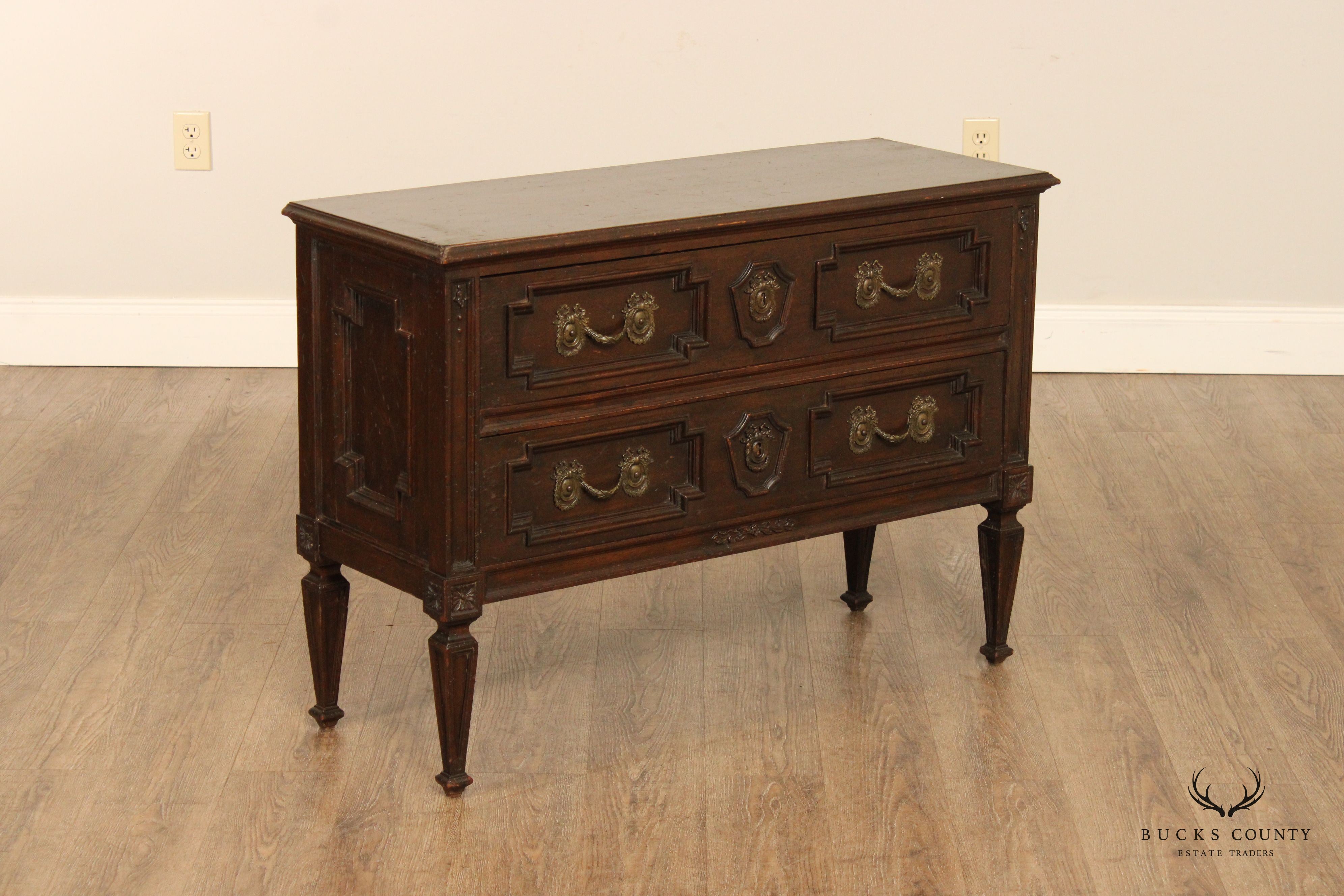 Italian Neoclassical Style Carved Walnut Commode