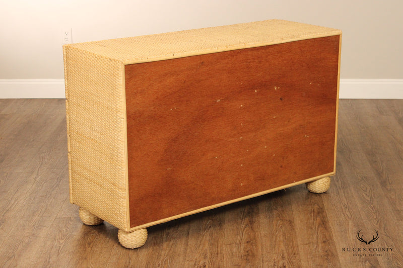 Vintage Woven Wicker Six-Drawer Dresser