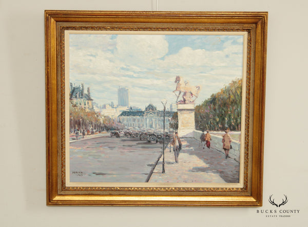Late 20th C. Impressionist Style 'Paris' Street Scene by George Malva