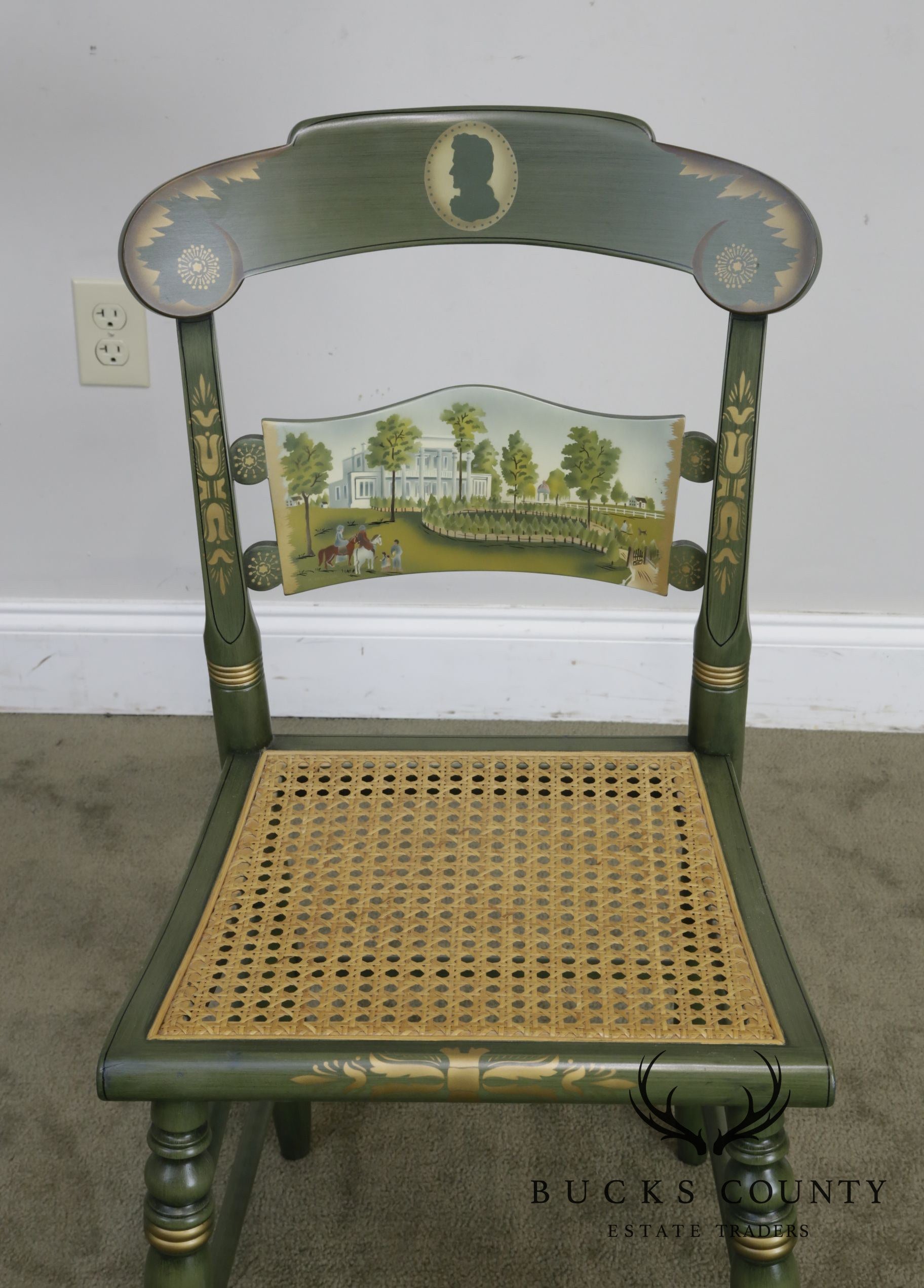 Hitchcock Green Painted "Andrew Jackson's Hermitage" Cane Seat Side Chair (B)