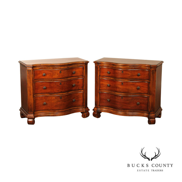 Ethan Allen 'Tuscany' Pair of Serpentine 3 Drawer Chest Nightstands