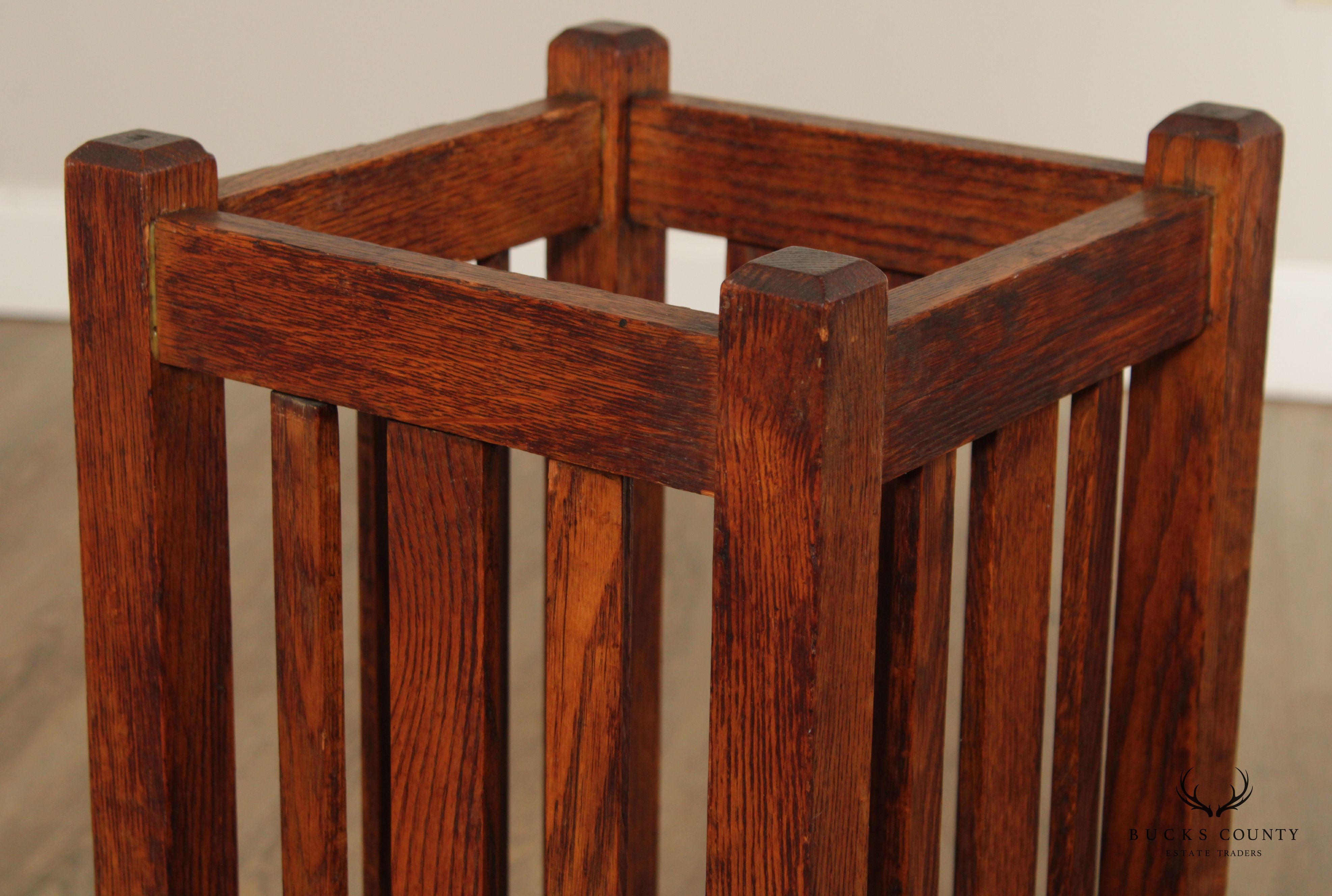 Antique Mission Style Oak Umbrella Stand