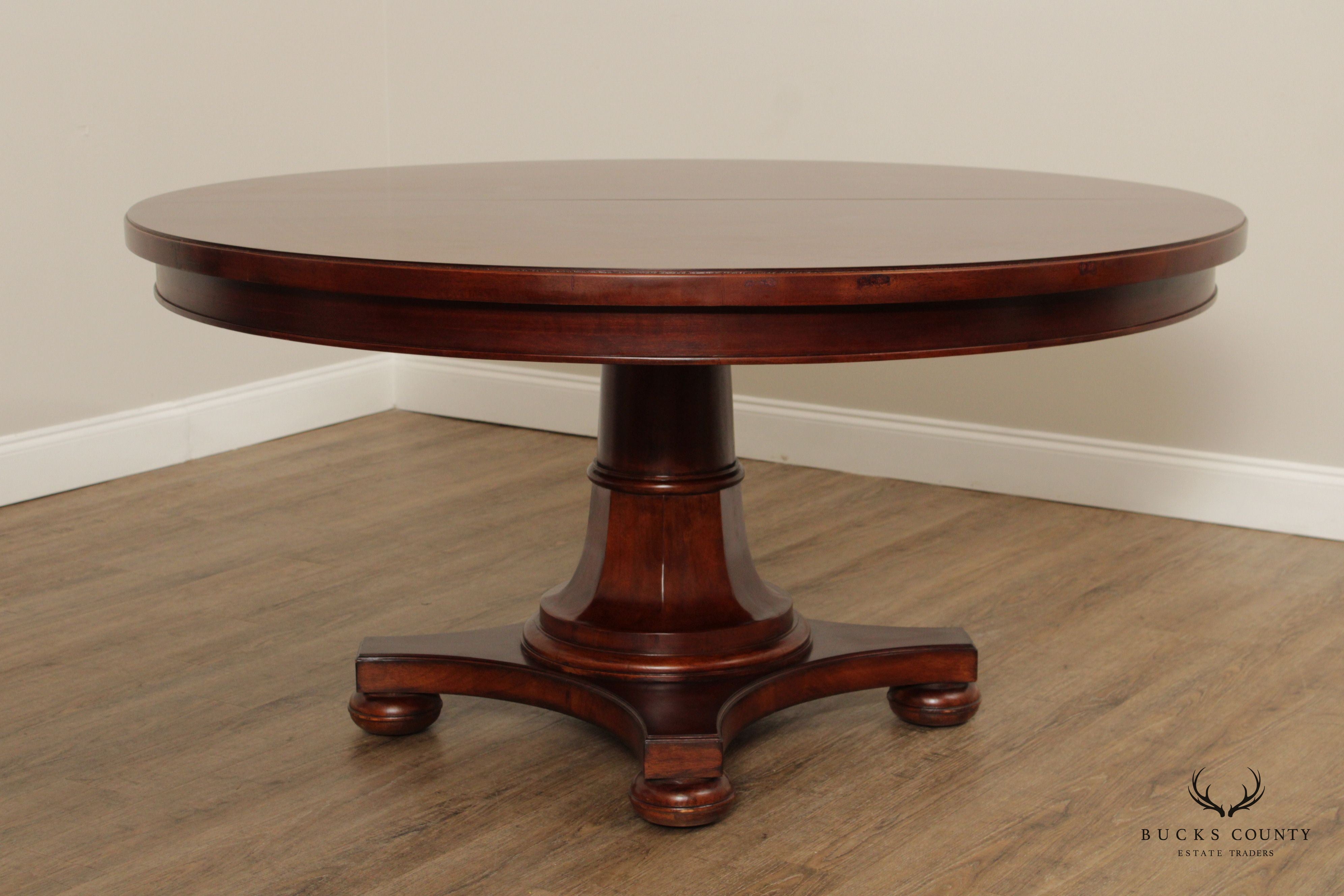 Maitland Smith Regency Style 60 inch Round Mahogany Expandable Dining Table