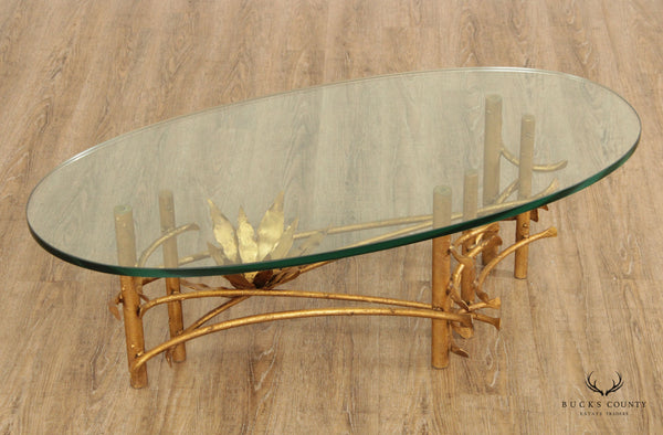 Mid Century Silas Seandel Brutalist Lotus Oval Coffee Table