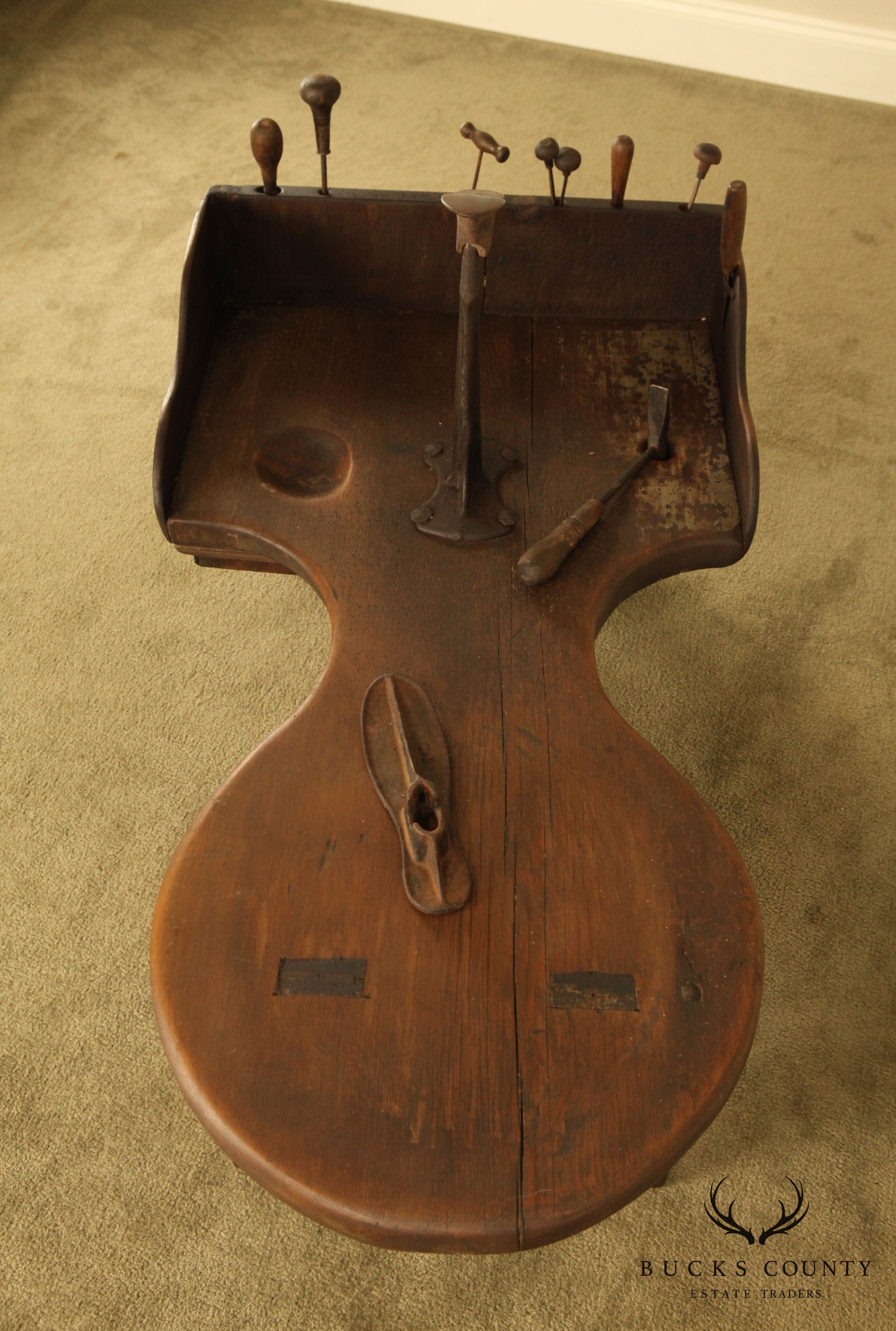 Antique American Cobblers Bench with Tools