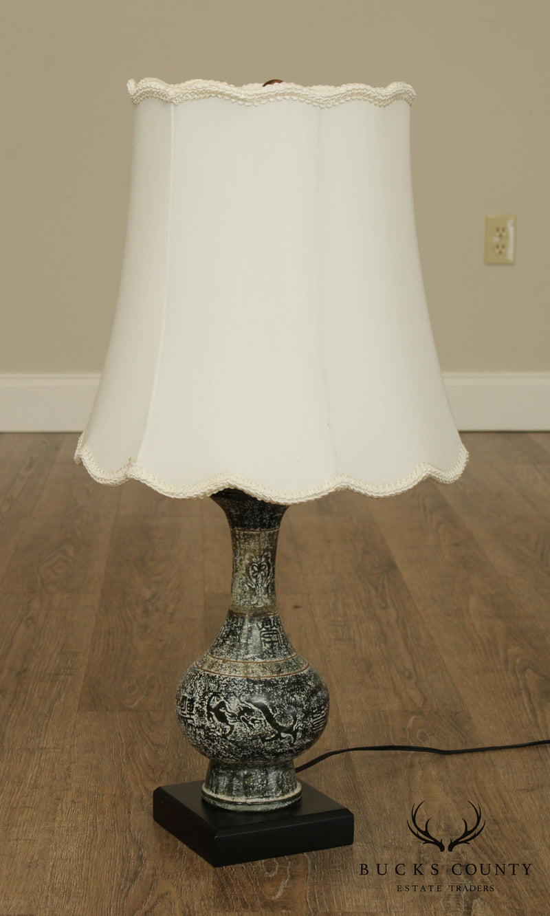 Asian Style Marble Table Lamp with Shade