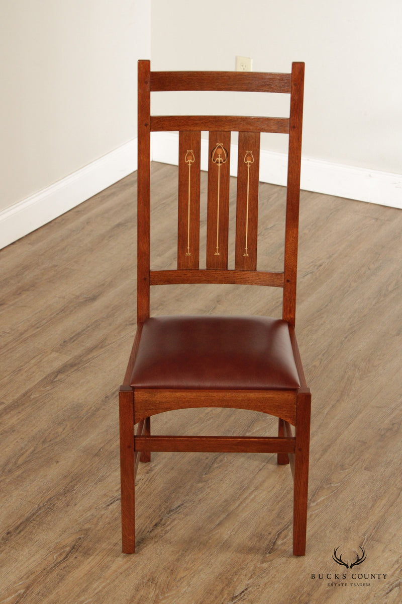 Stickley Mission Collection Harvey Ellis Oak Side Chair with Inlay