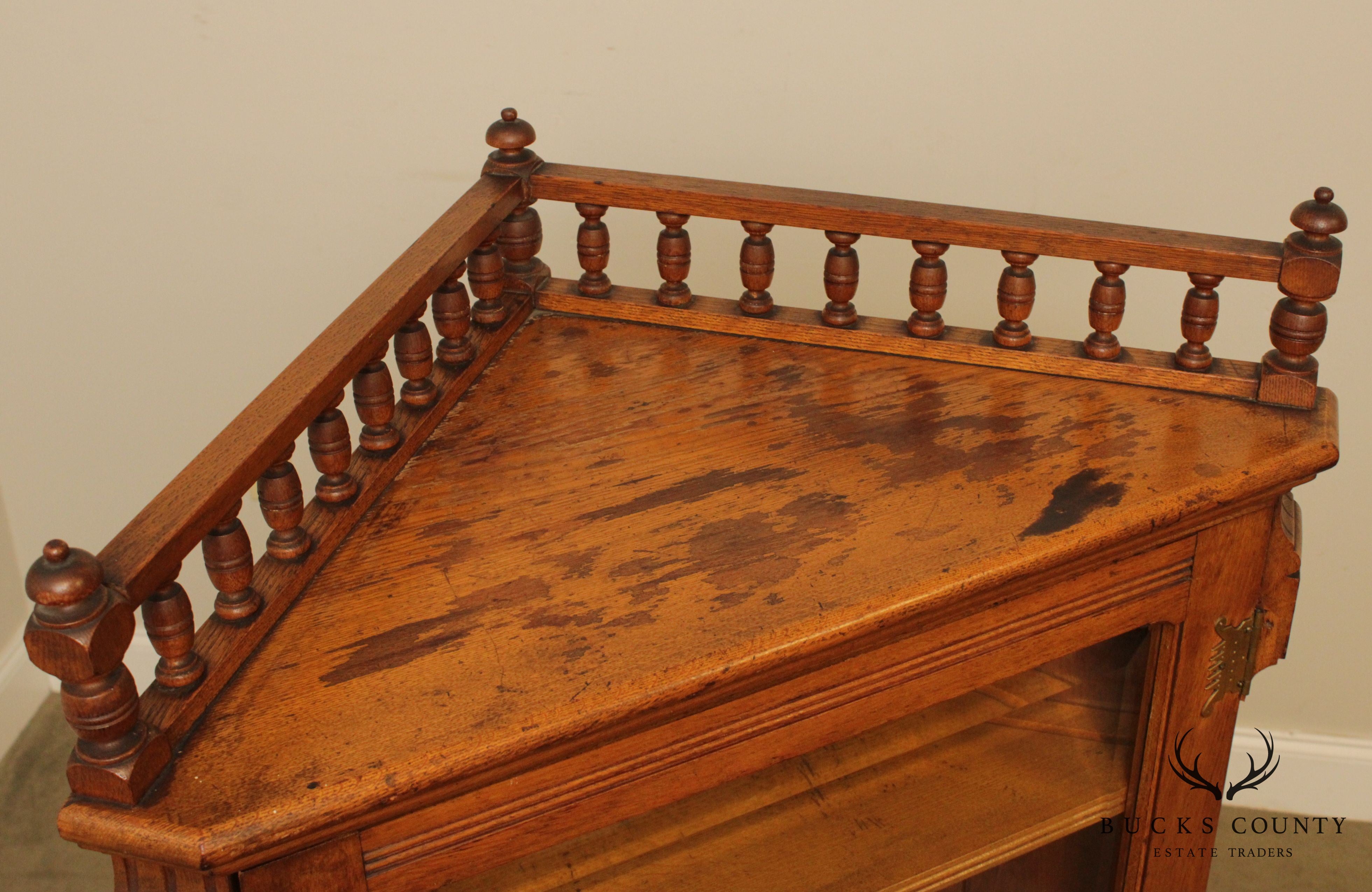 Antique Victorian Oak Corner Cabinet