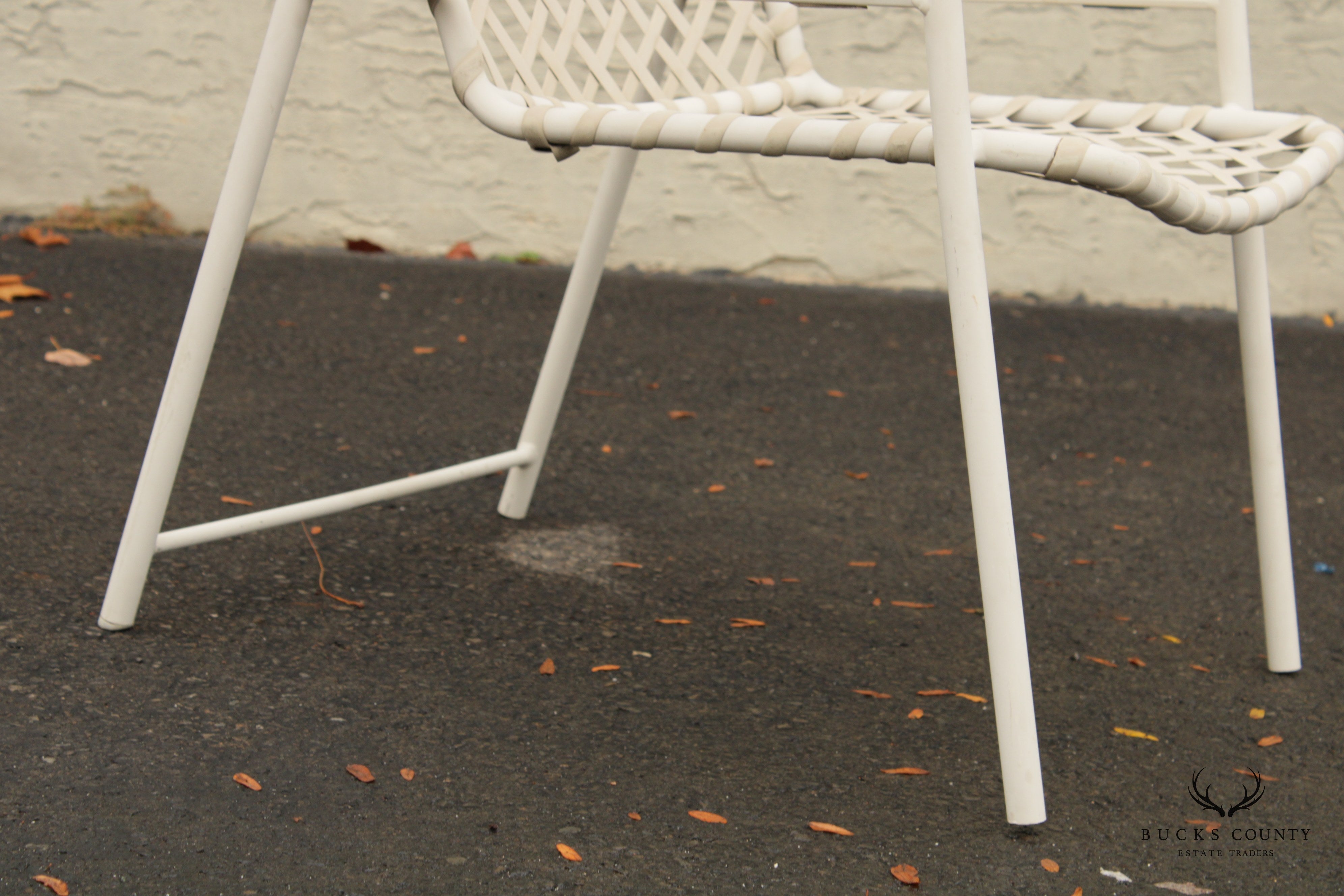 Mid Century Modern Set of Four Aluminum and Vinyl Outdoor Patio Armchairs