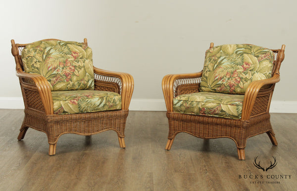 Braxton Culler Vintage Wicker Pair Lounge Chairs