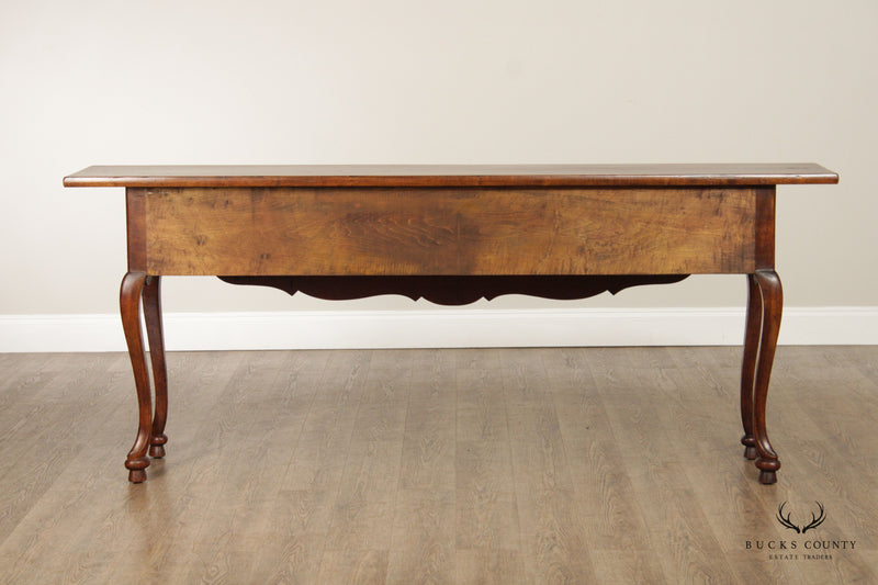 DON RUSEAU INC. COUNTRY FRENCH STYLE WALNUT CONSOLE TABLE