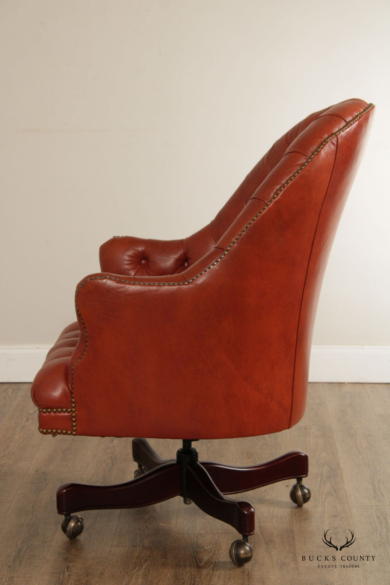 Regency Style Vintage Tufted Leather Desk Chair