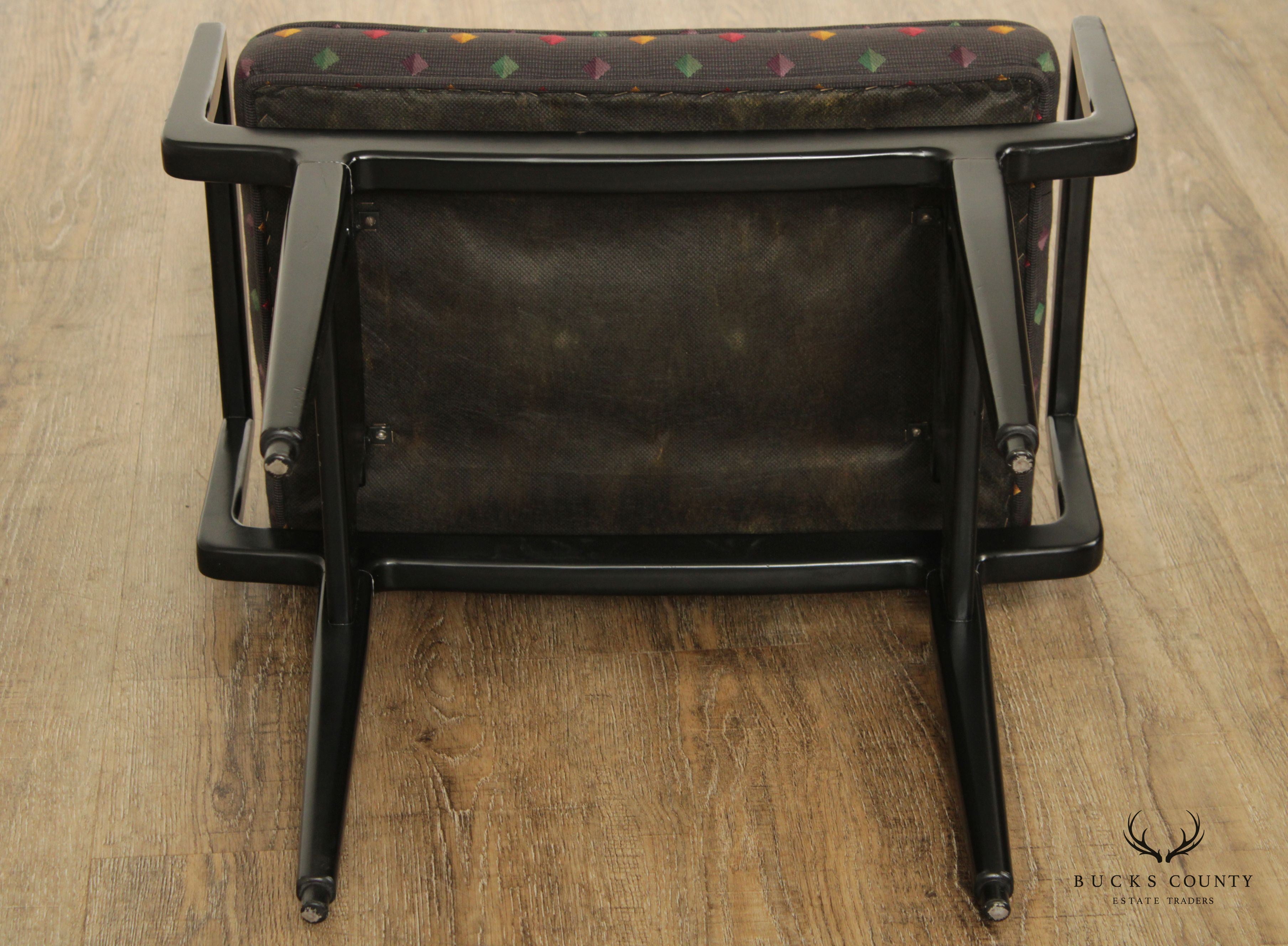 Baker Furniture Mid Century Modern Style Black Lacquered Foot Stool