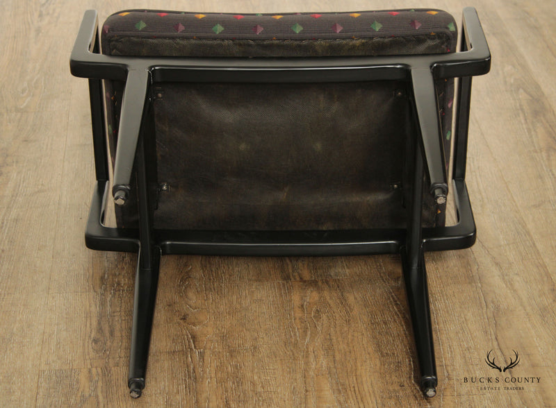 Baker Furniture Mid Century Modern Style Black Lacquered Foot Stool