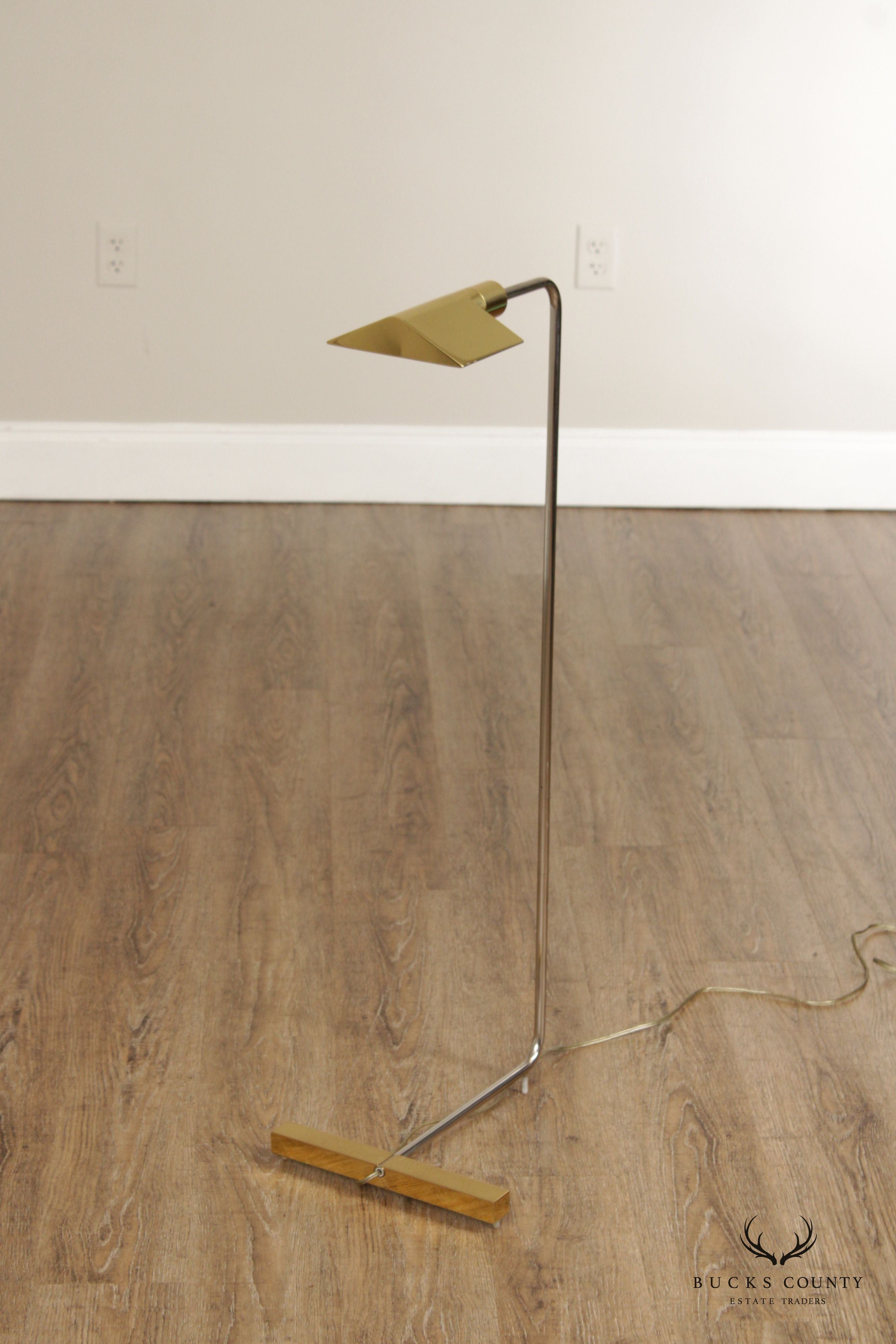 Cedric Hartman Attributed Post Modern Pair of Brass Floor Lamps