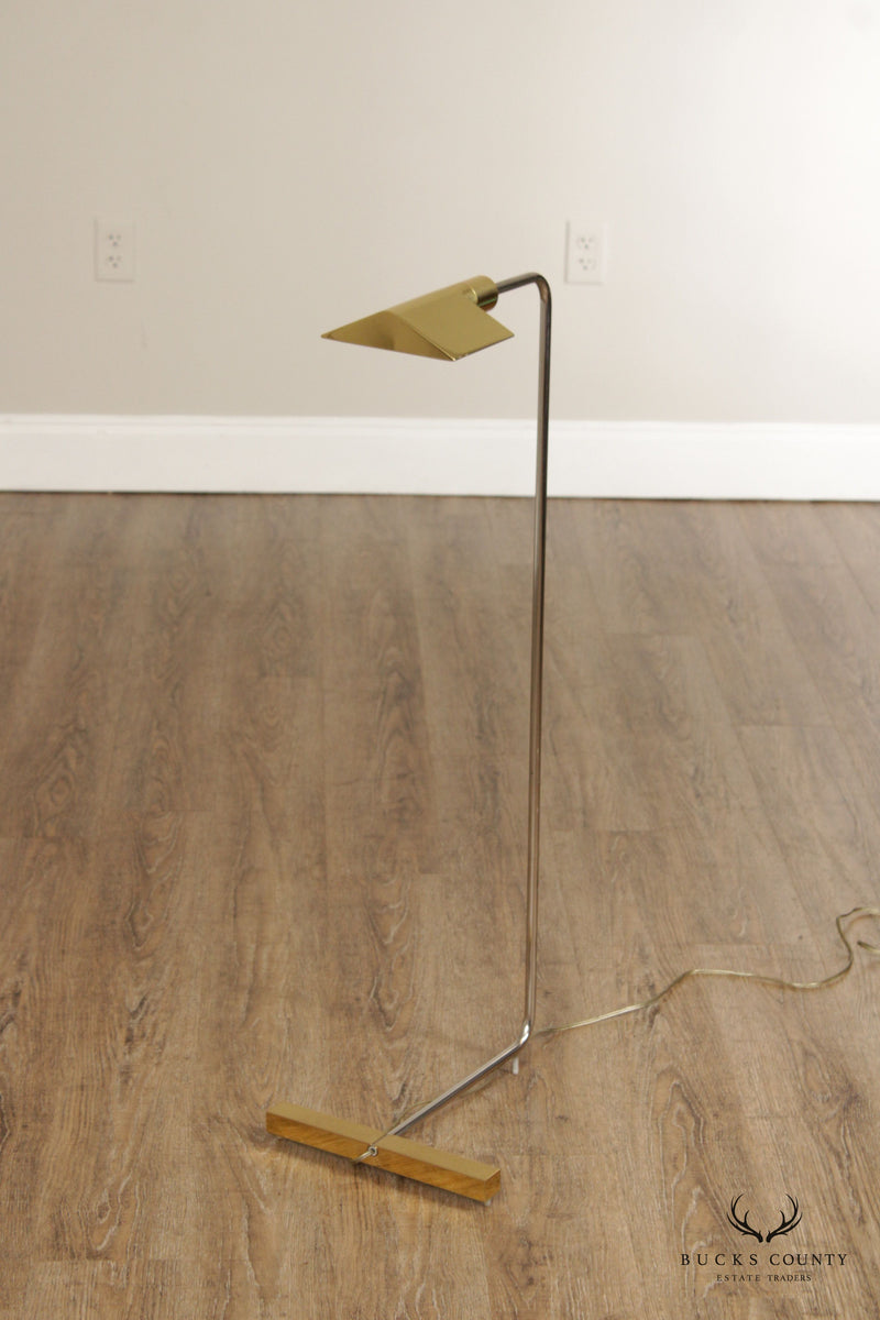 Cedric Hartman Attributed Post Modern Pair of Brass Floor Lamps