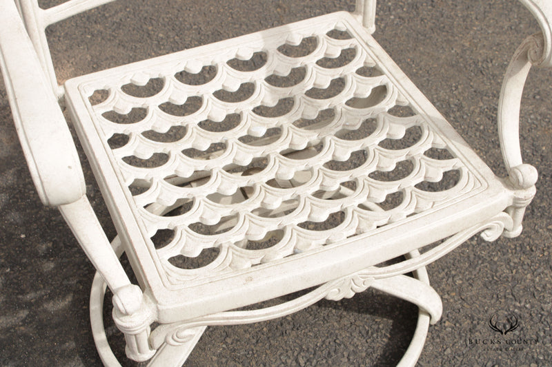 Vintage Hanover Garden Patio Pair Cast Aluminum Swivel Chairs